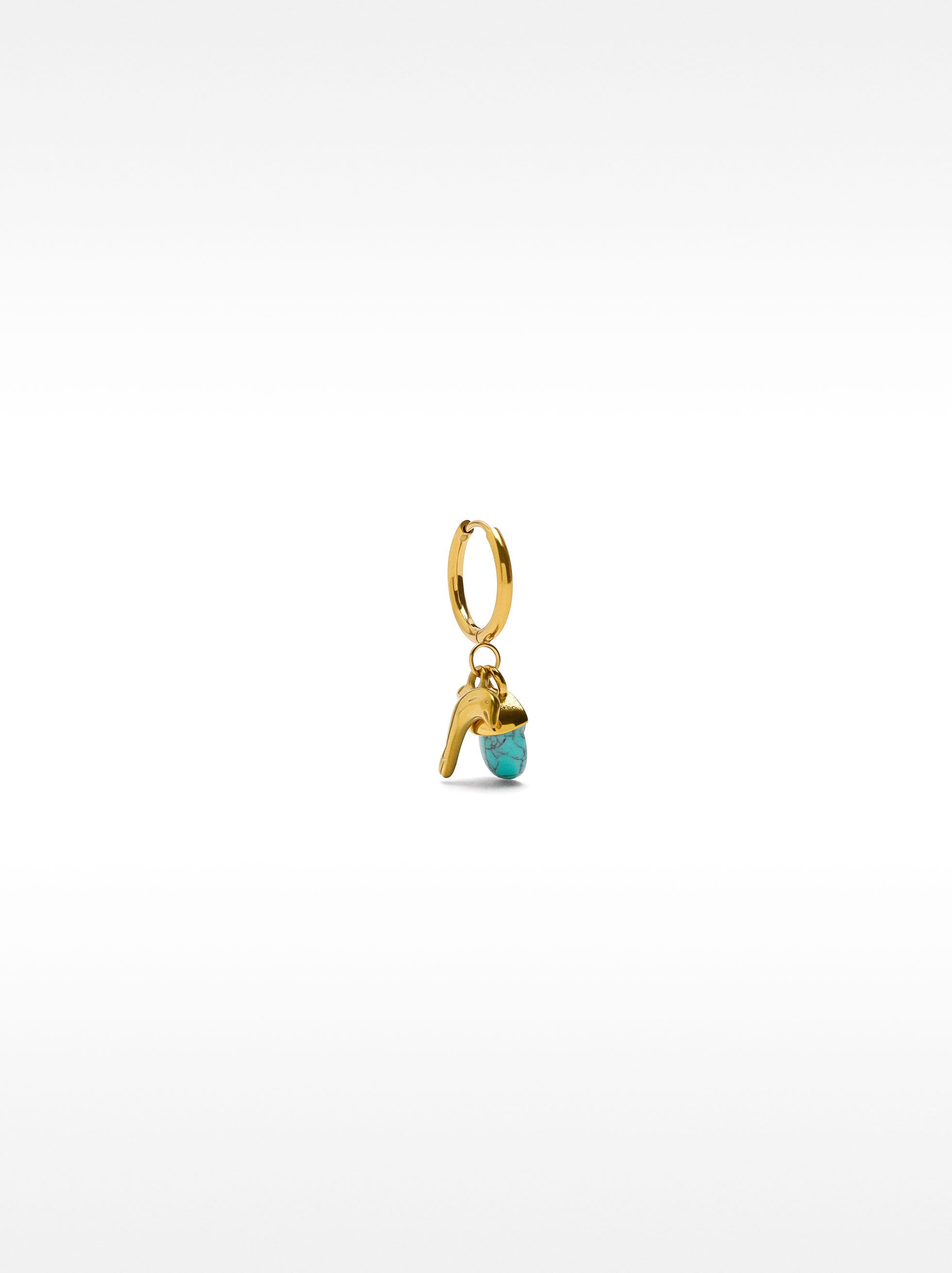 Aro Individual Con Piedra Y Delfín - Acero Inoxidable