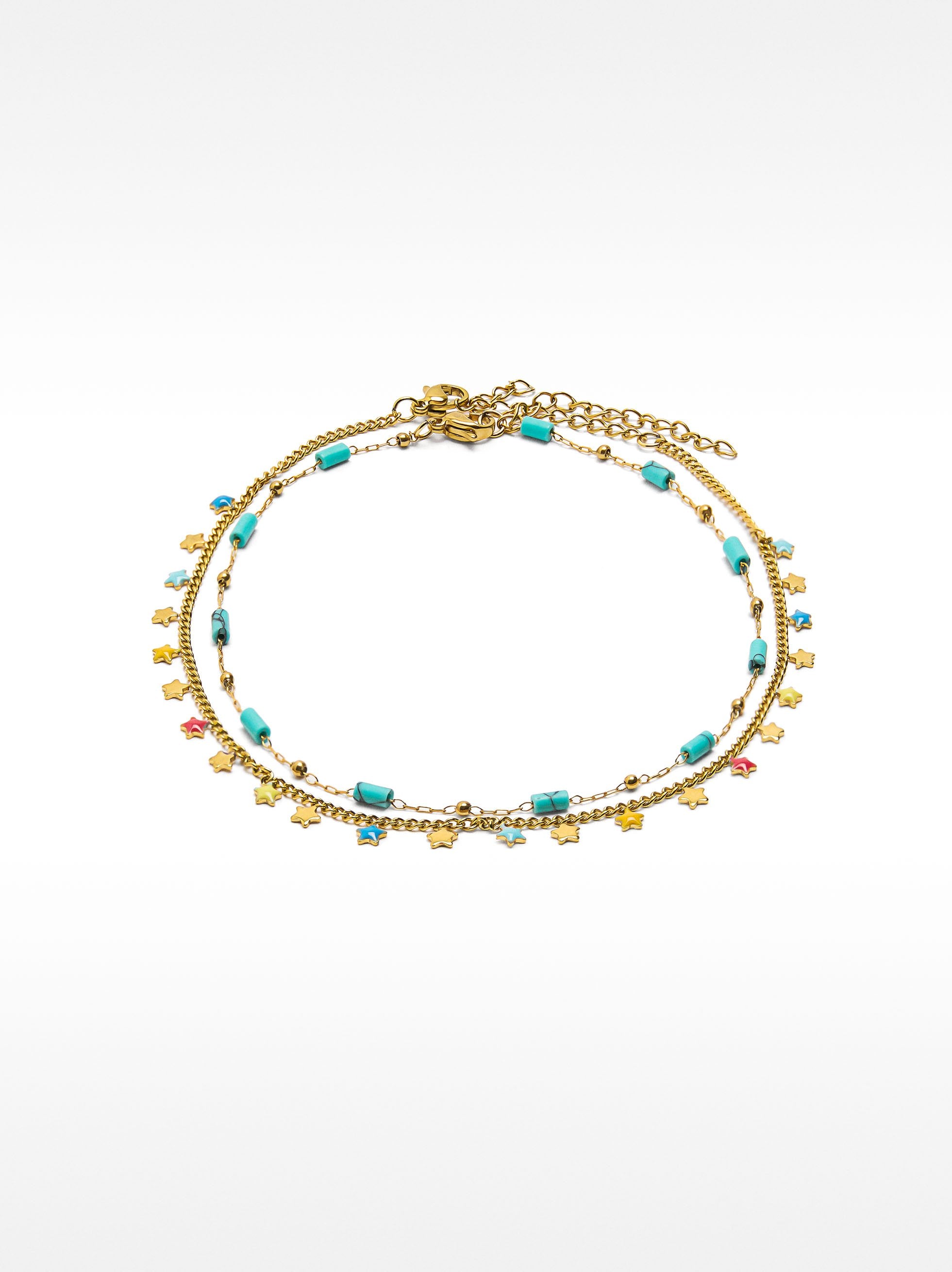 Set De Tobilleras Con Estrellas – Acero Inoxidable