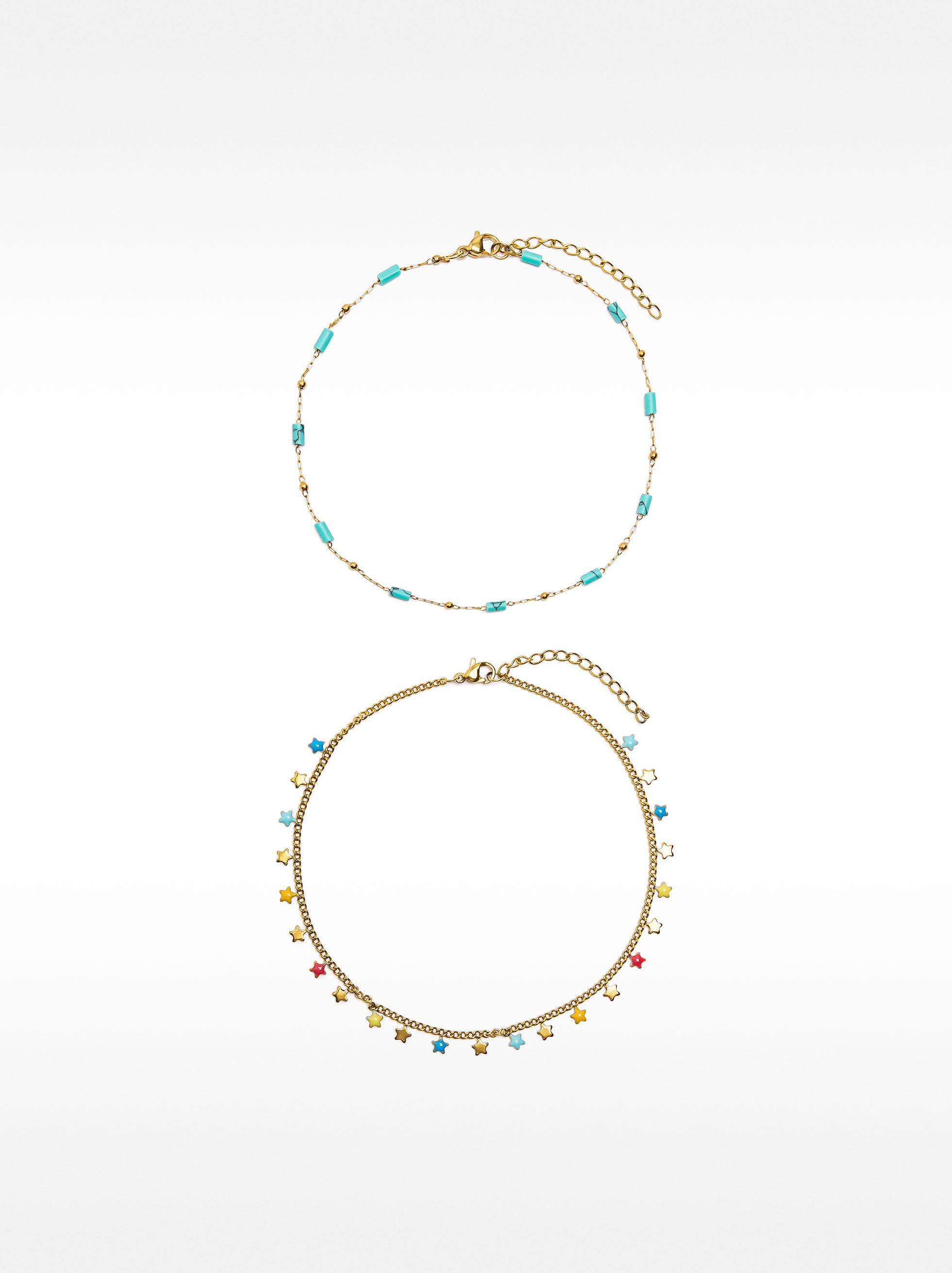 Set De Tobilleras Con Estrellas – Acero Inoxidable