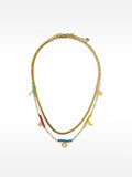 Set De Collares Con Piedras Y Charms - Acero Inoxidable
