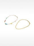 Set De Collares Con Piedras Y Charms - Acero Inoxidable