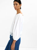 Blusa De 100% Algodón Con Manga Abullonada