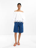Blusa De 100% Algodón Con Manga Abullonada