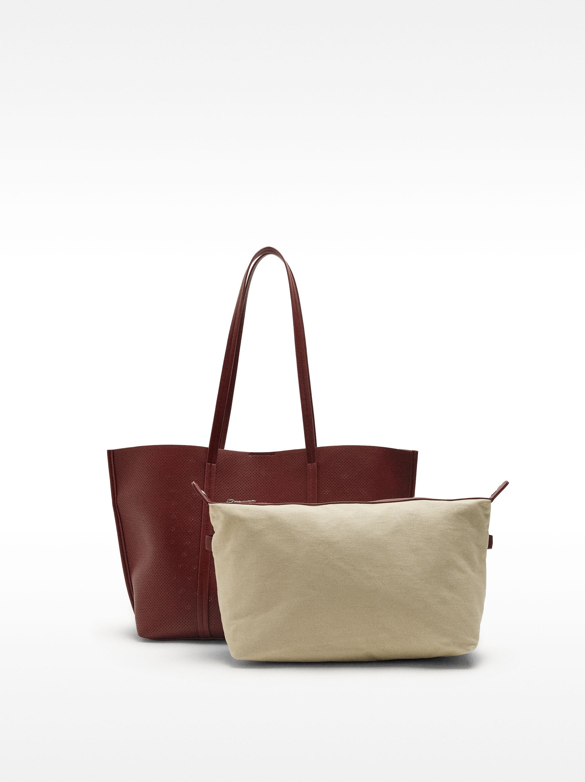 Bolso Shopper Perforado Con Bolso Extraíble