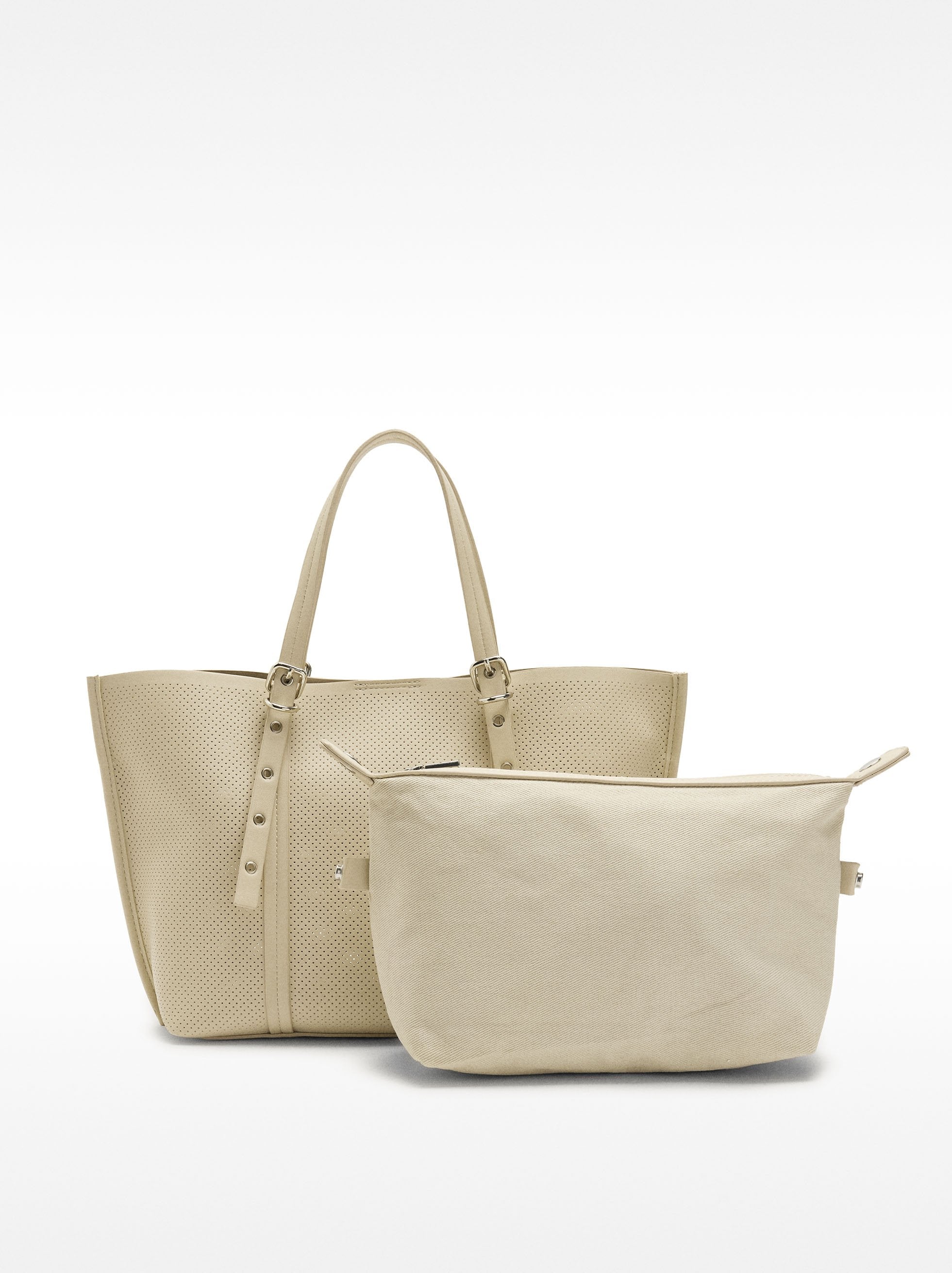 Bolso Shopper Perforado Con Bolso Extraíble