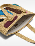 Bolso Shopper De Efecto Rafia Aplicaciones Multicolor