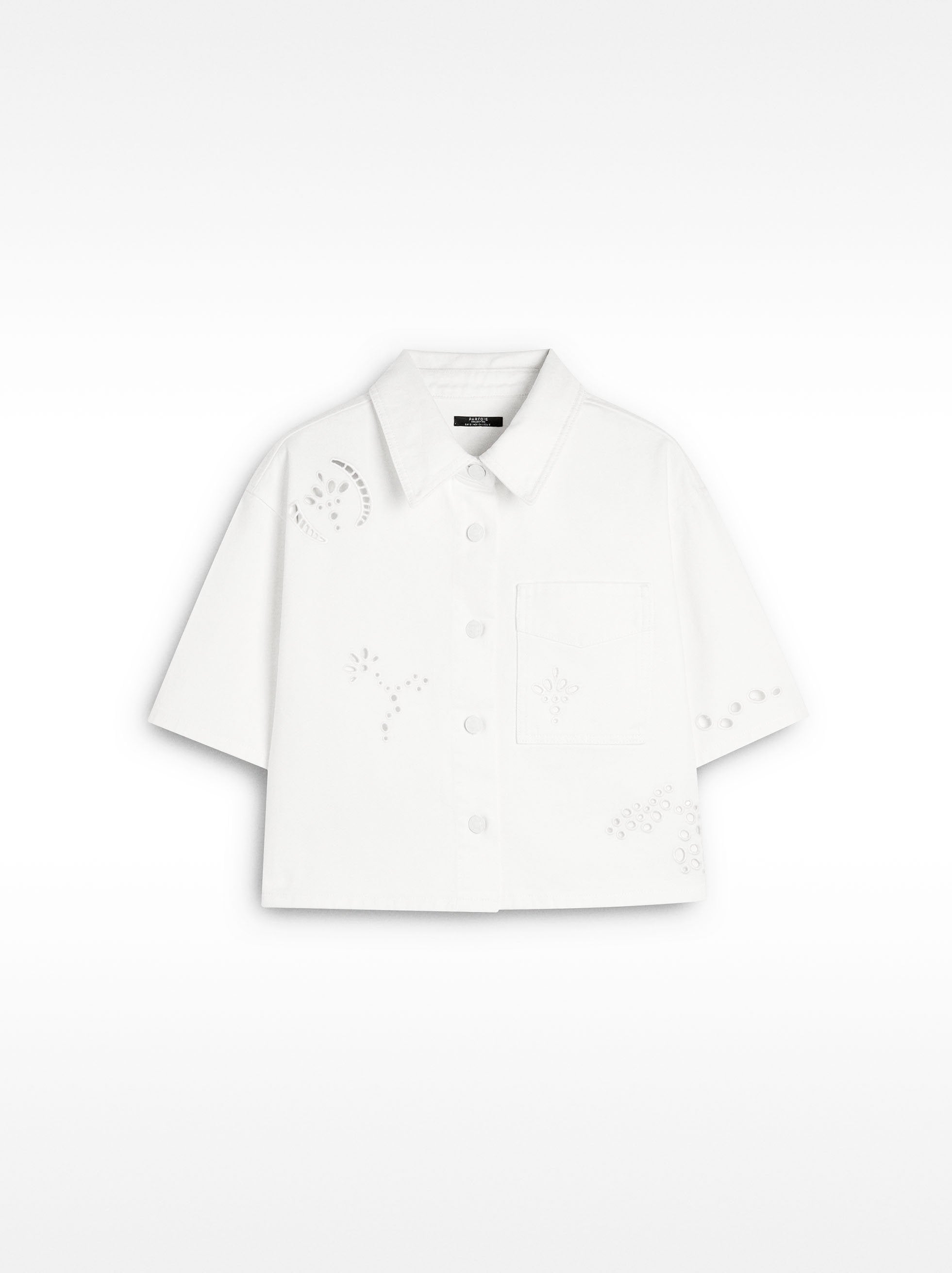 Camisa Con Bordados Perforados 100% Algodón
