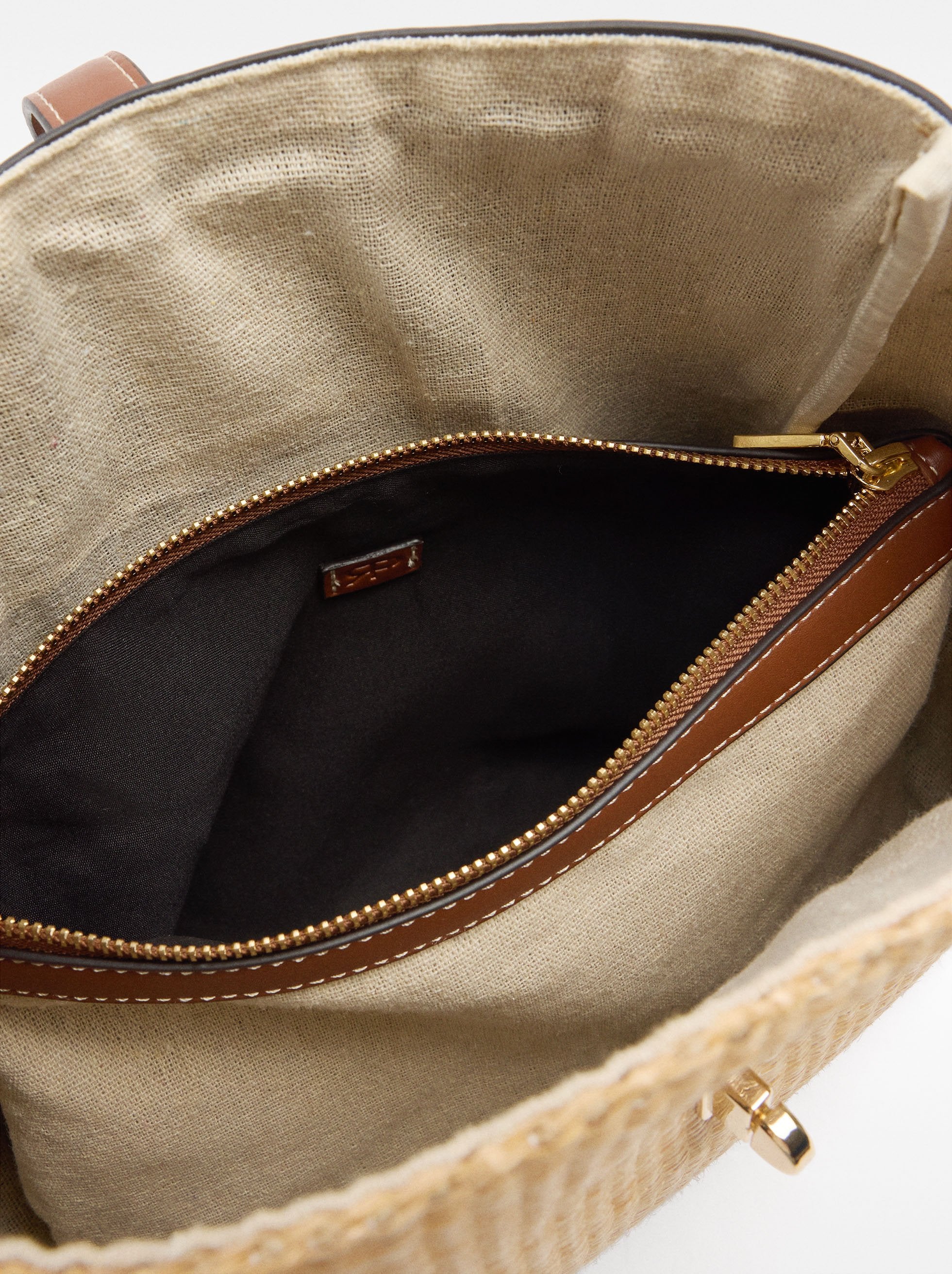 Bolso De Hombro Efecto Rafia