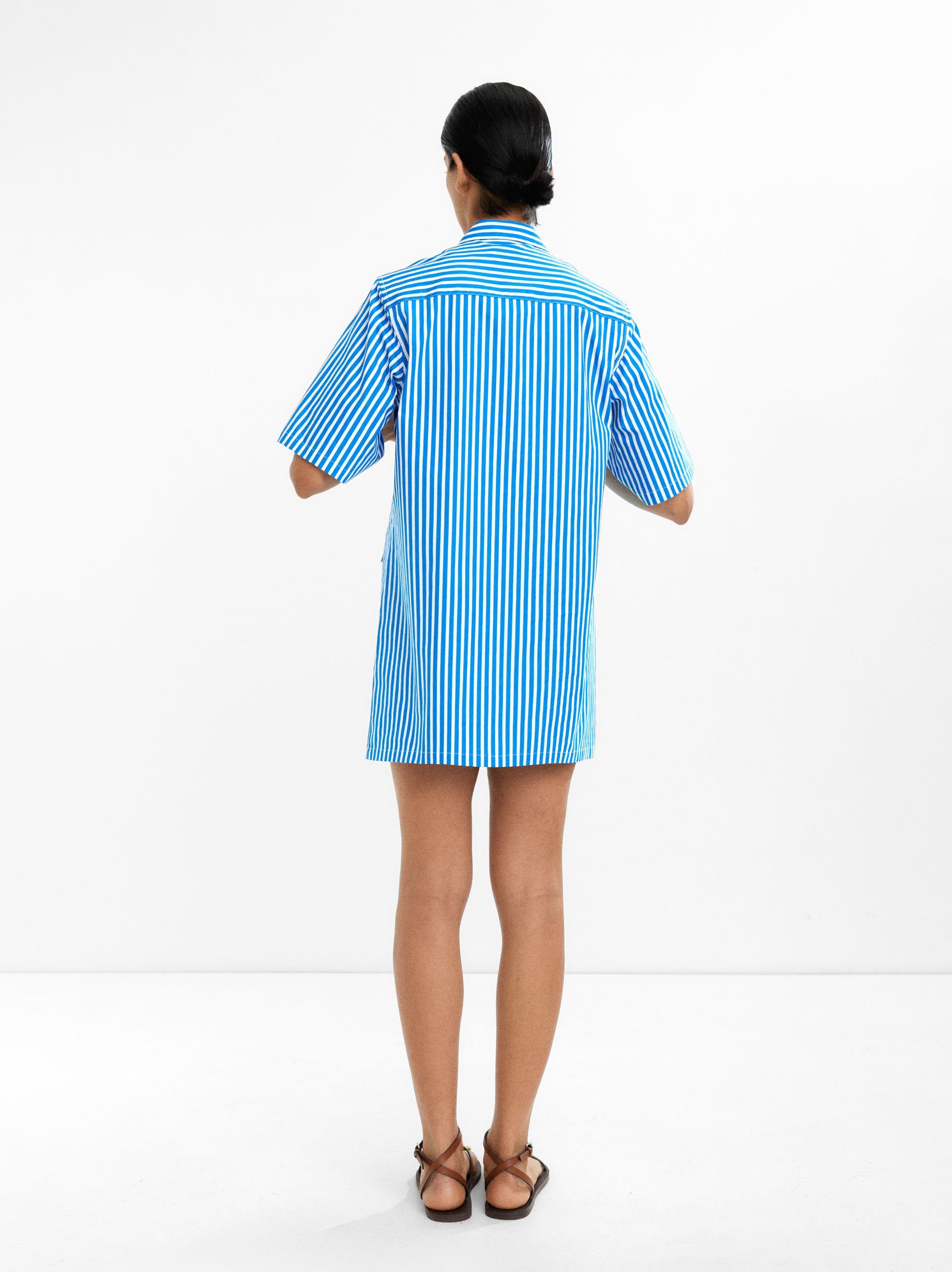 Vestido Camisero A Rayas 100% Algodón