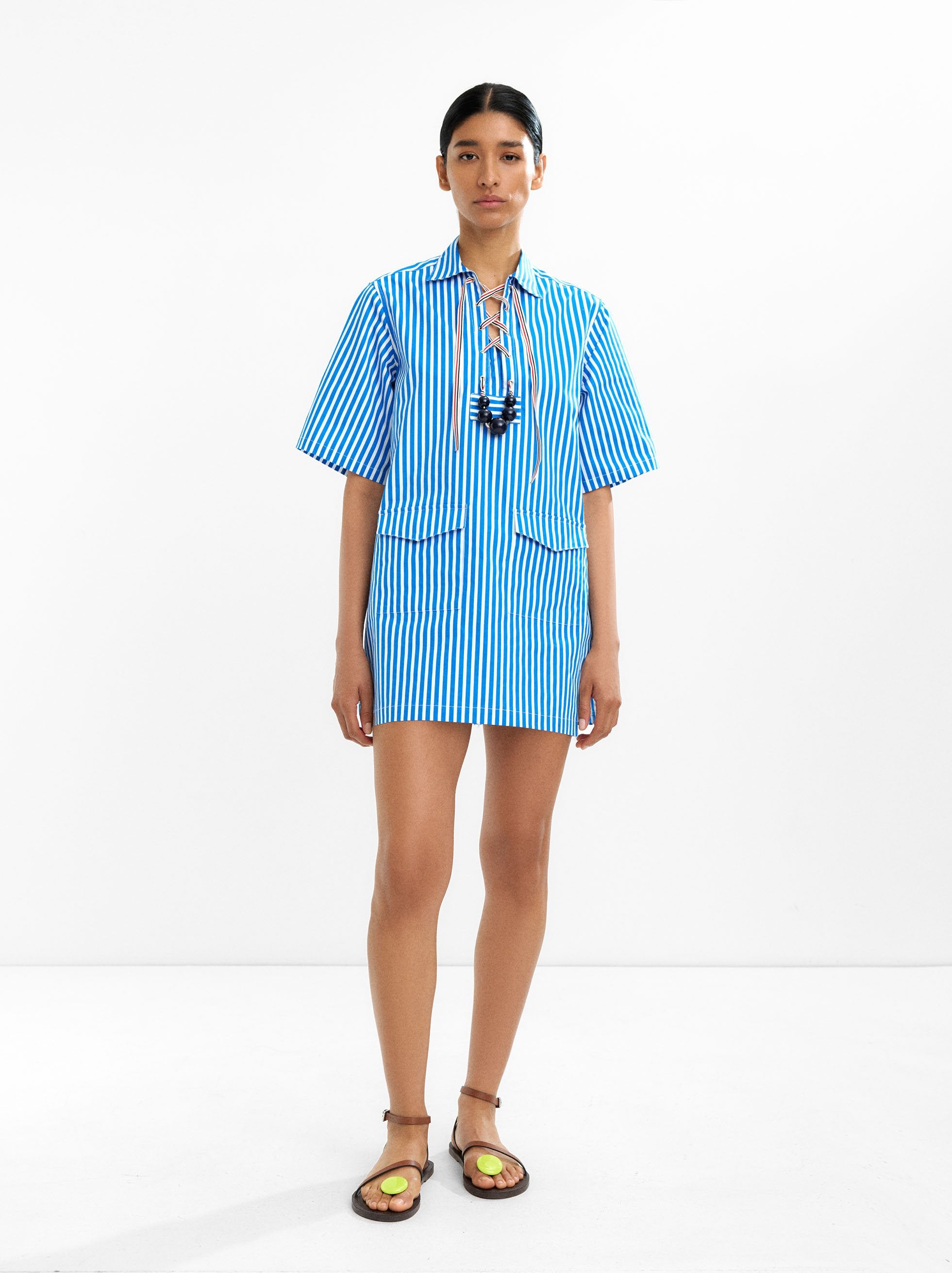 Vestido Camisero A Rayas 100% Algodón