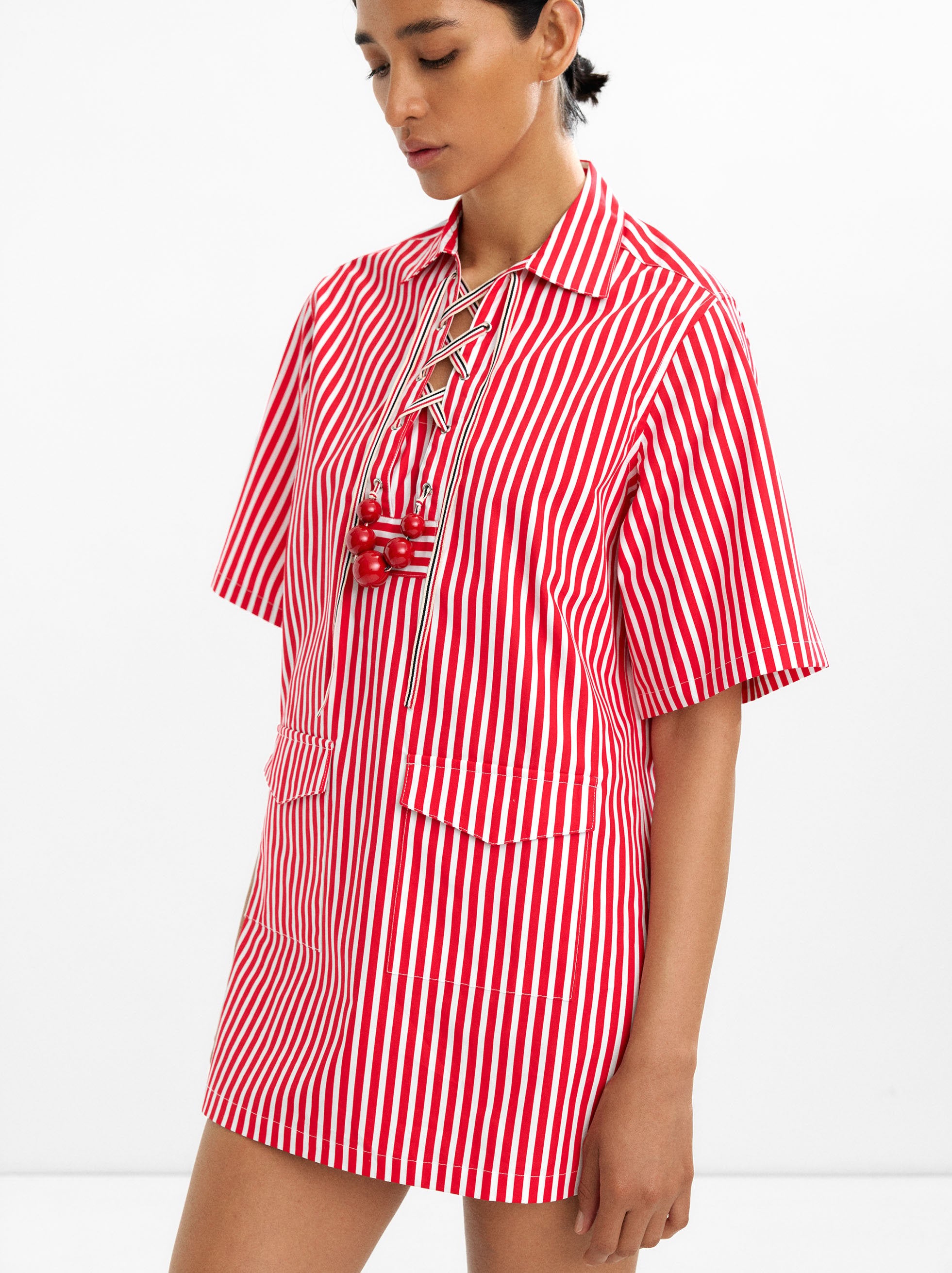 Vestido Camisero A Rayas 100% Algodón