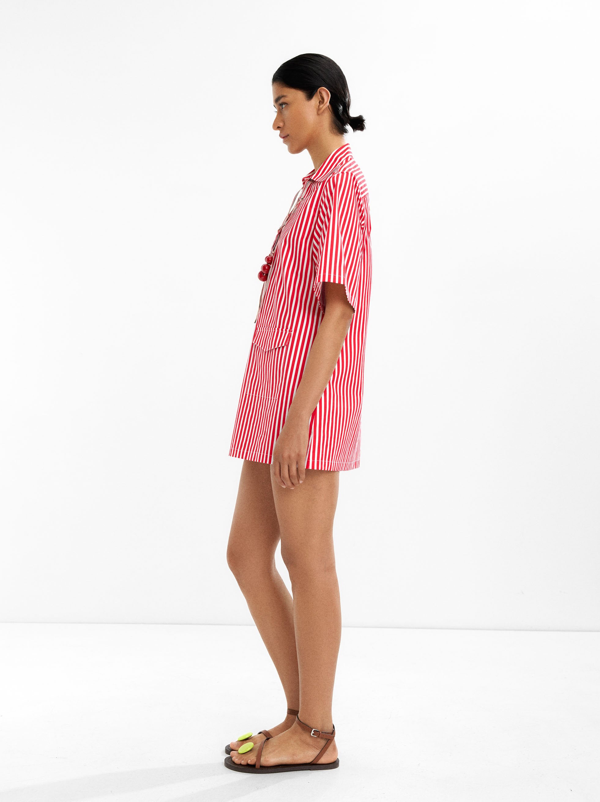 Vestido Camisero A Rayas 100% Algodón