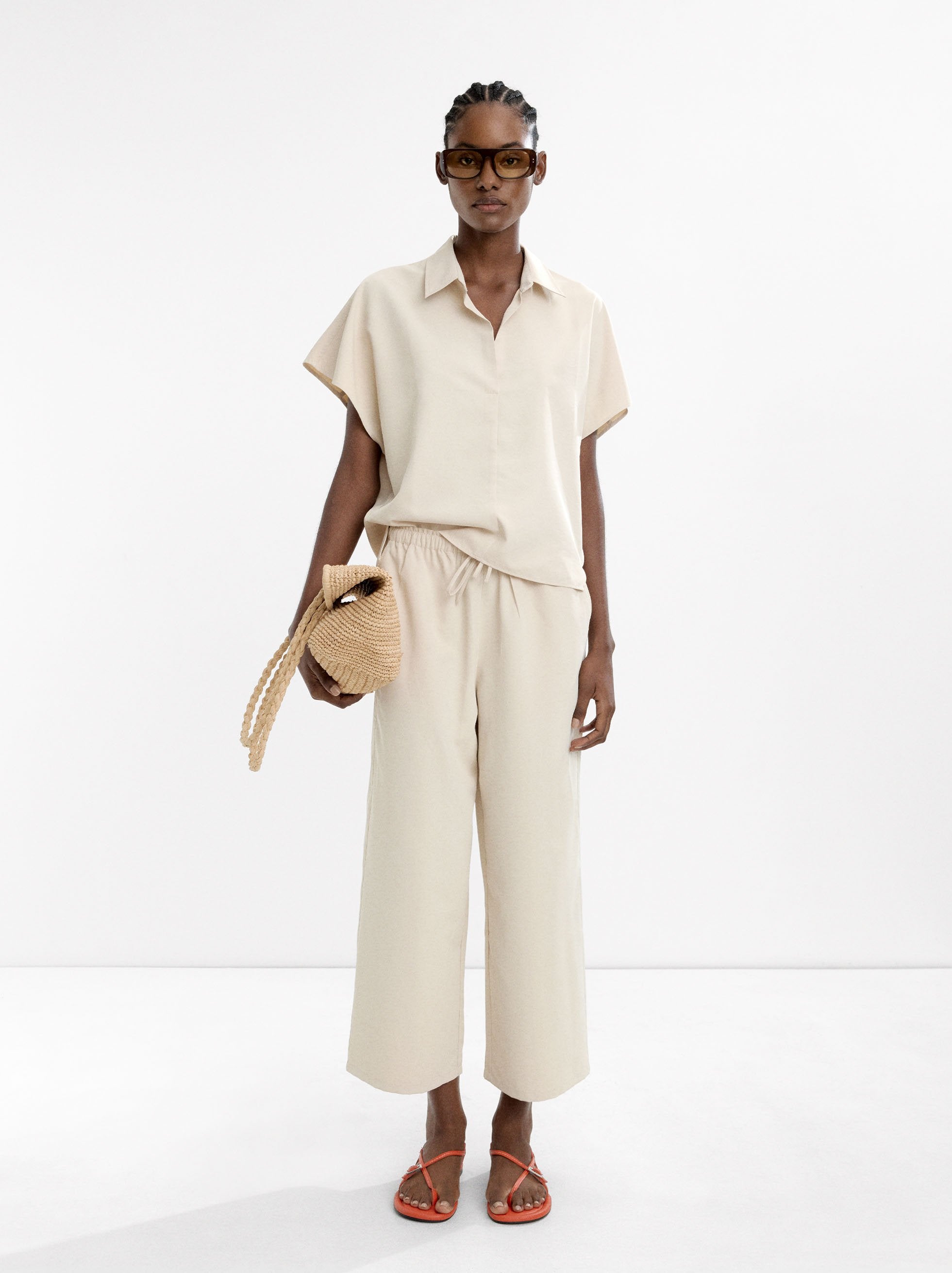 Pantalón De Cintura Elástica Y Cordón Ajustable
