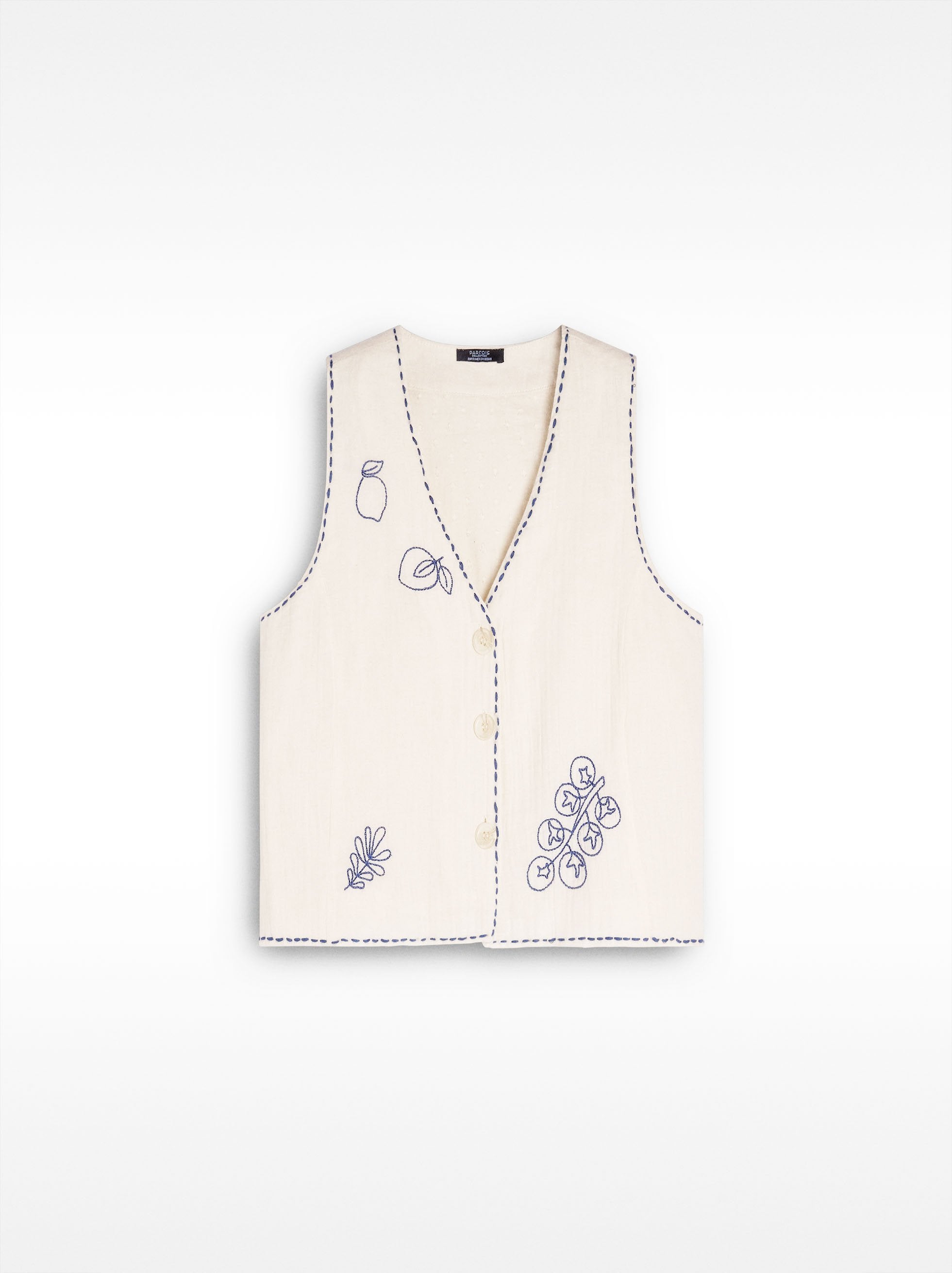 Chaleco Con Bordados 100% Algodón