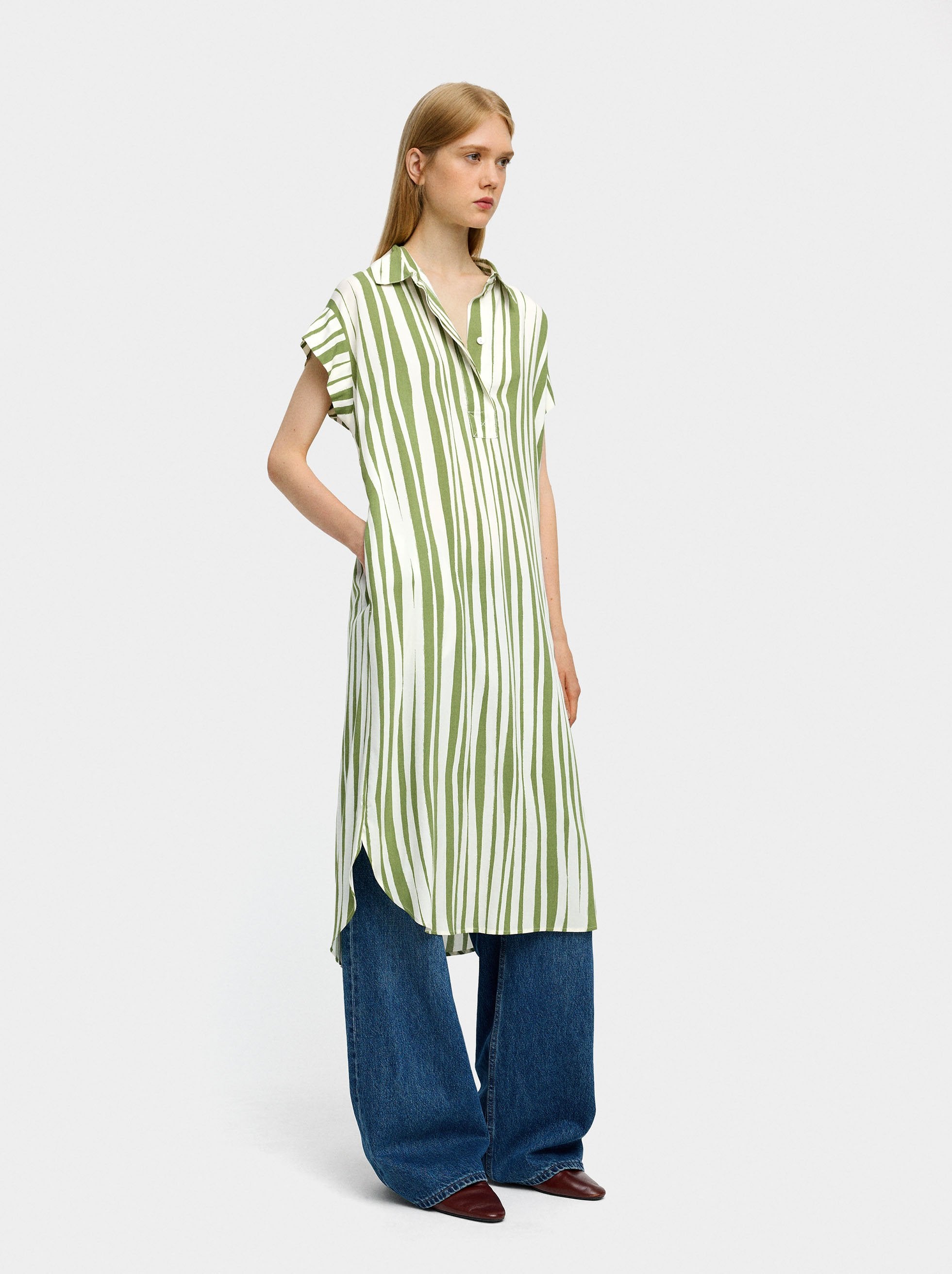 Vestido Camisero De Rayas