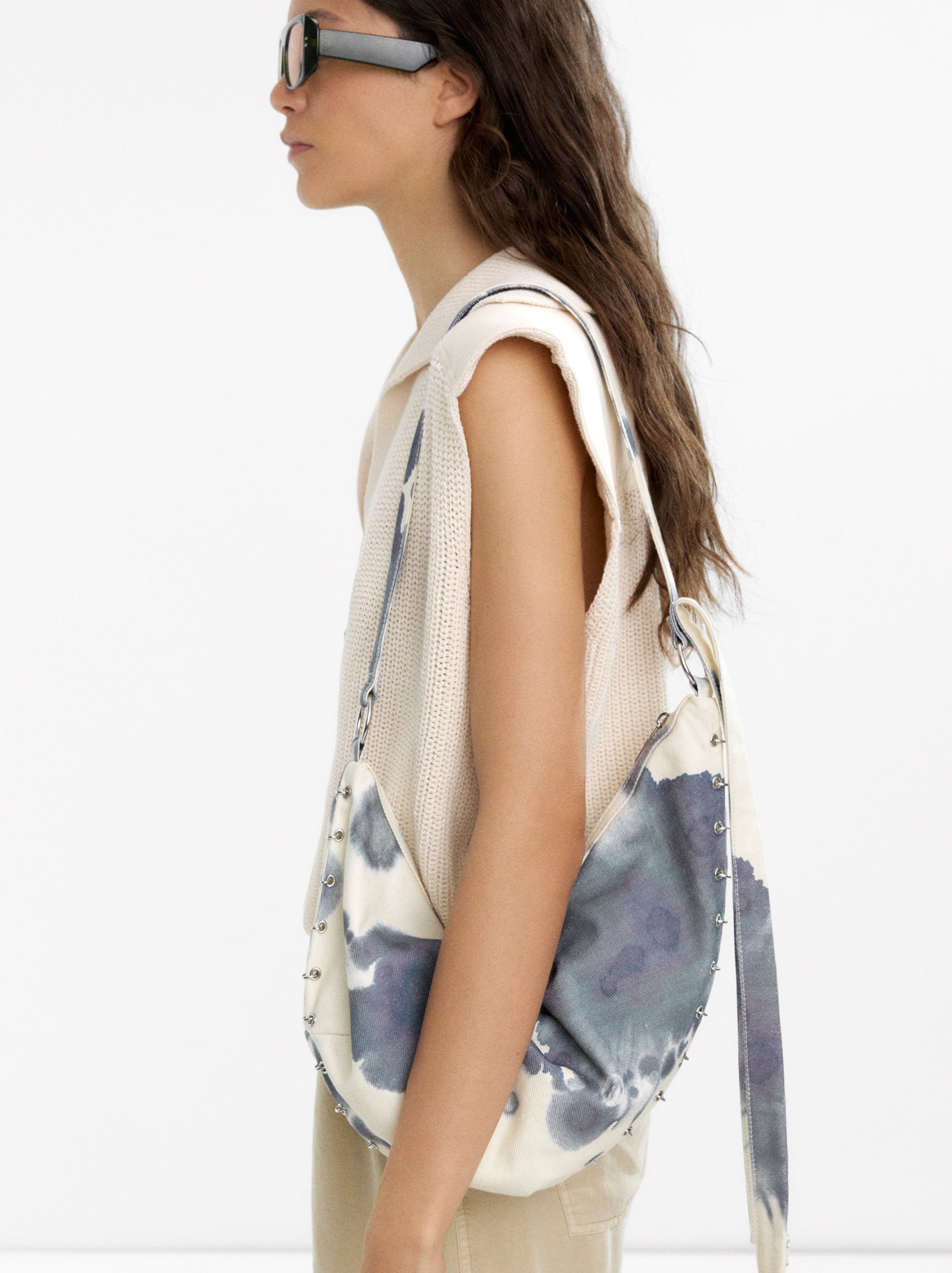 Bolso De Hombro De Tejido Efecto Acuarela