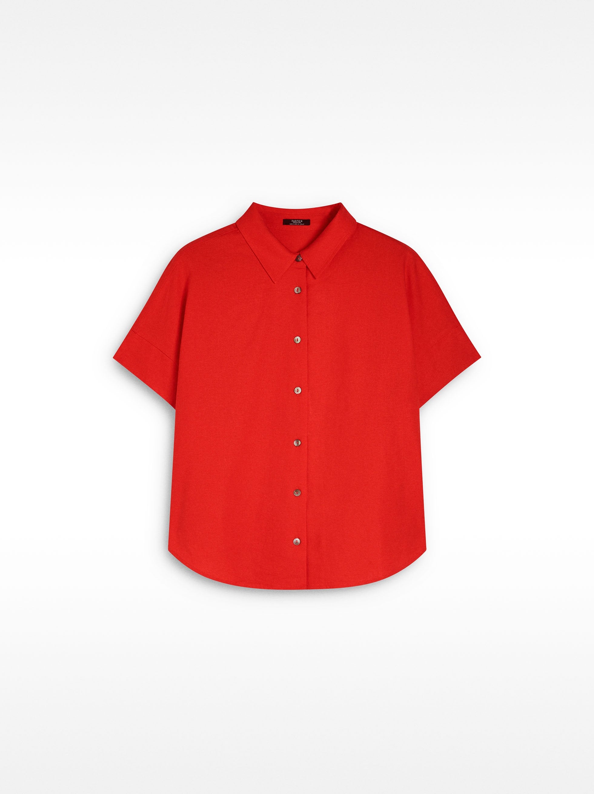 Camisa De Manga Corta Mezcla De Lino