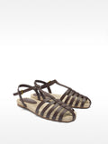 Sandalias De Piel Con Tiras Y Yute