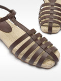 Sandalias De Piel Con Tiras Y Yute