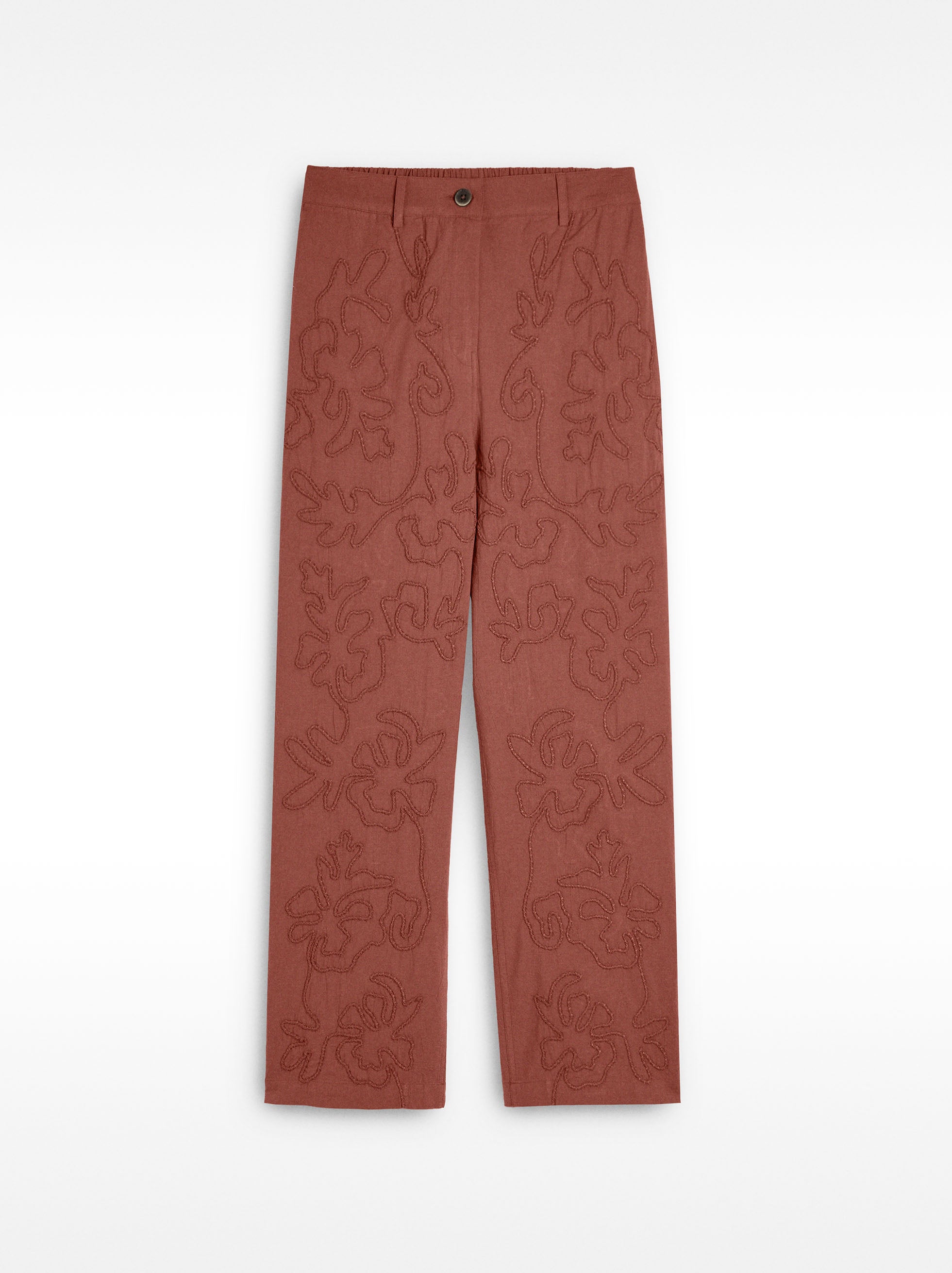 Pantalón Con Bordados 100% Algodón