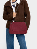 Bolso Bandolera Con Piel E Solapa