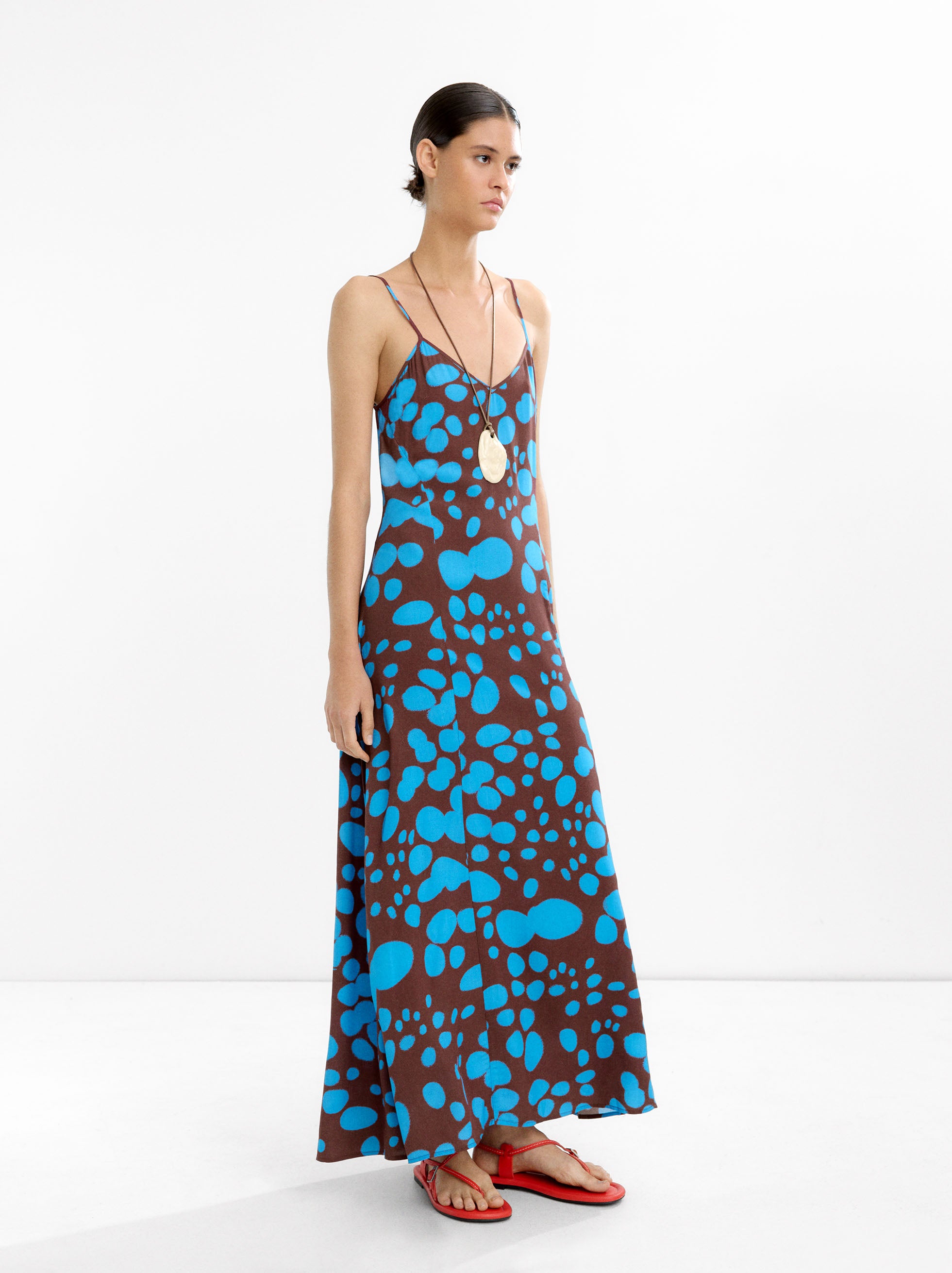 Vestido Largo Estampado De Tirantes