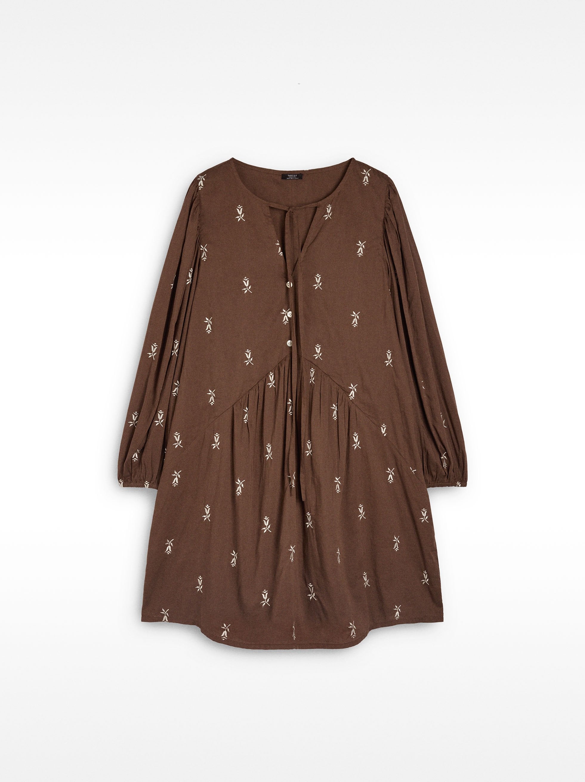 Vestido Corto Con Bordados 100% Algodón