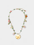 Collar Corto Con Piedras Y Colgante Redondo