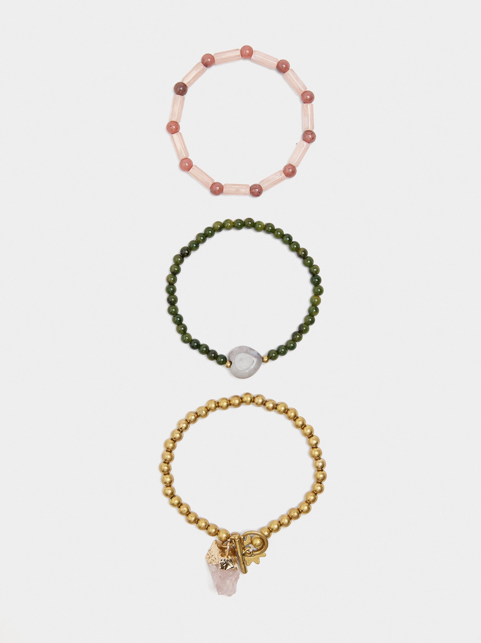 Set De Pulseras Elásticas Con Piedras