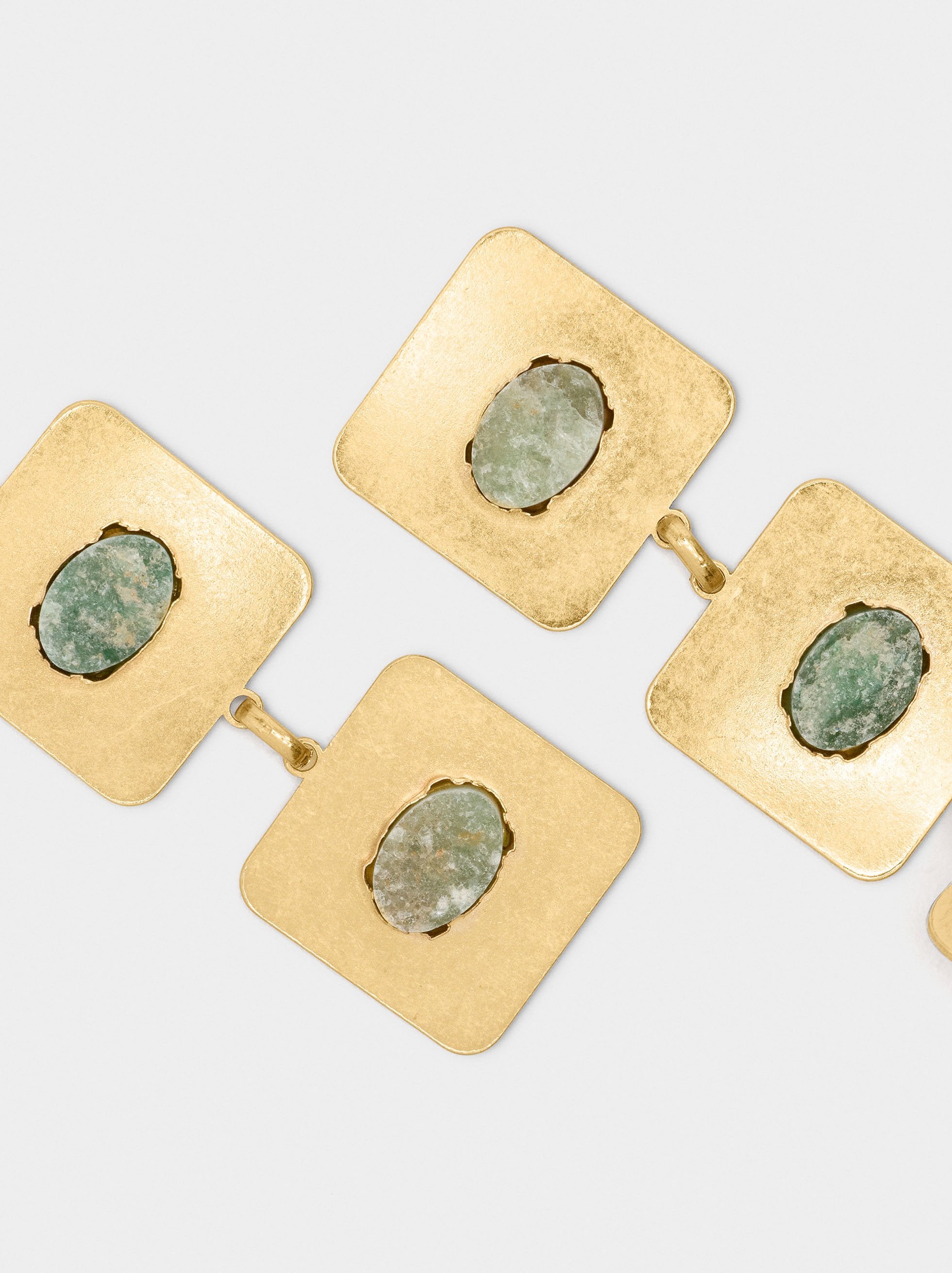 Pendientes Largos Cuadrados Con Piedras