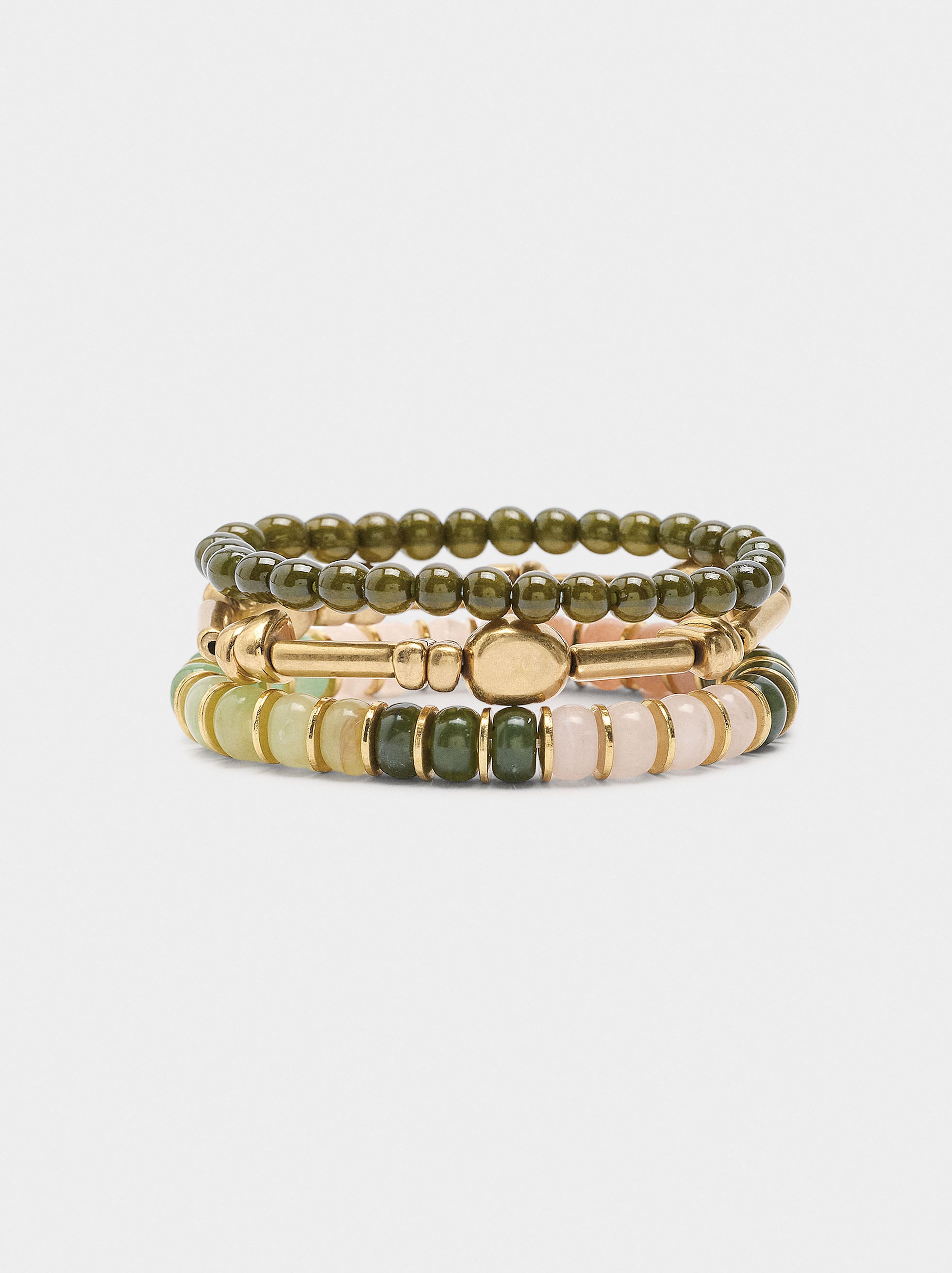 Set De Pulseras Con Piedras Y Resina