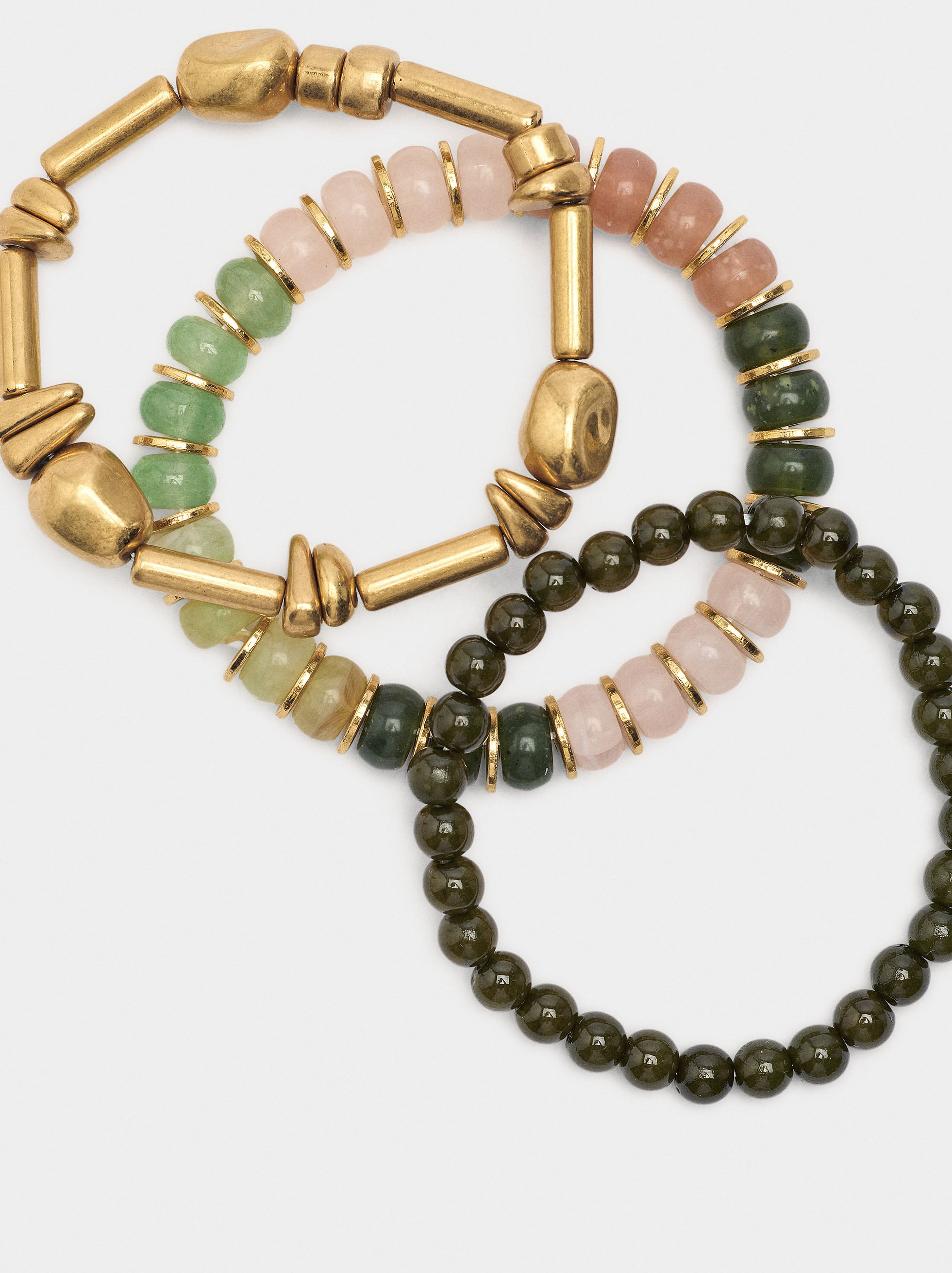 Set De Pulseras Con Piedras Y Resina