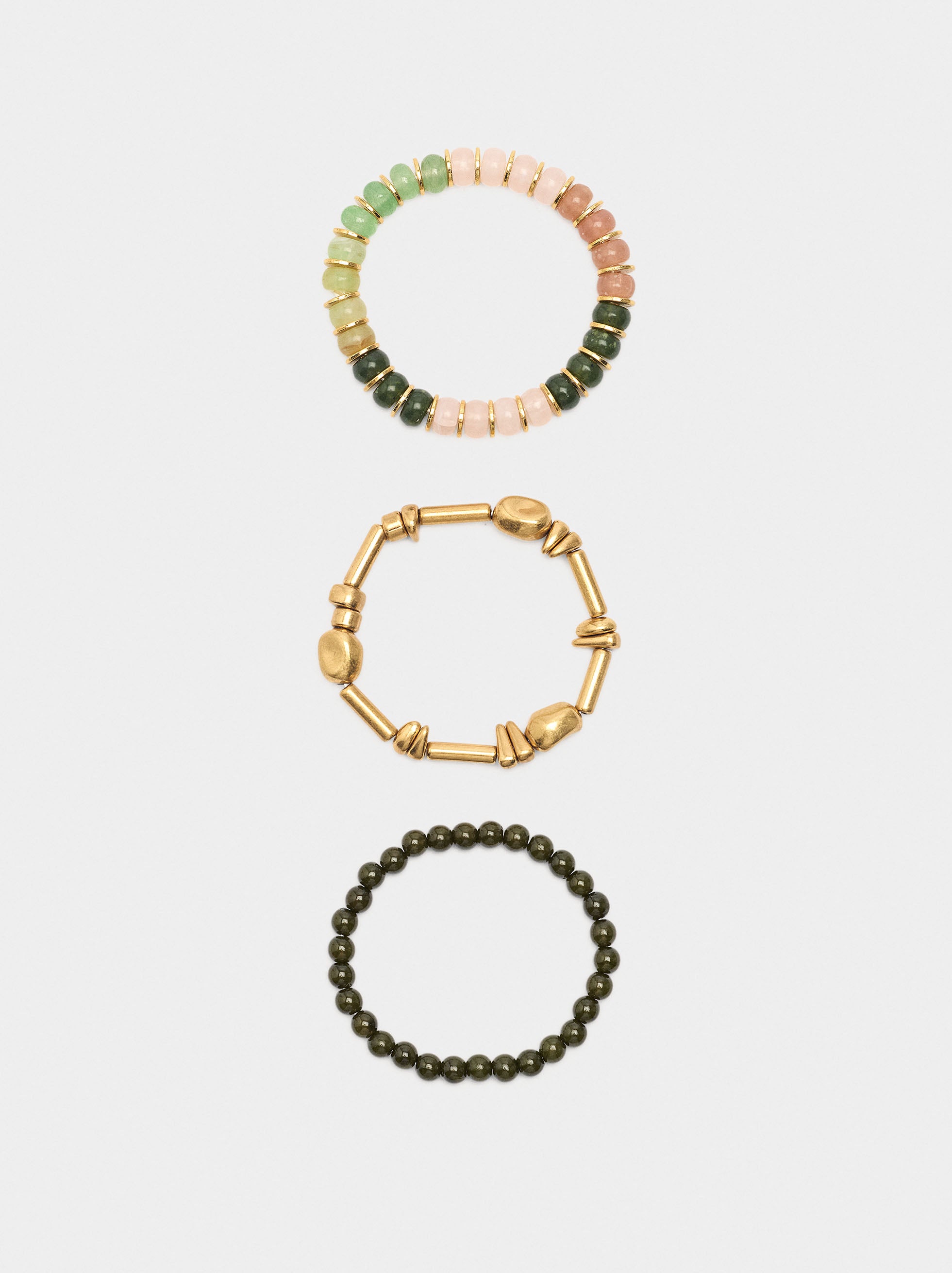 Set De Pulseras Con Piedras Y Resina