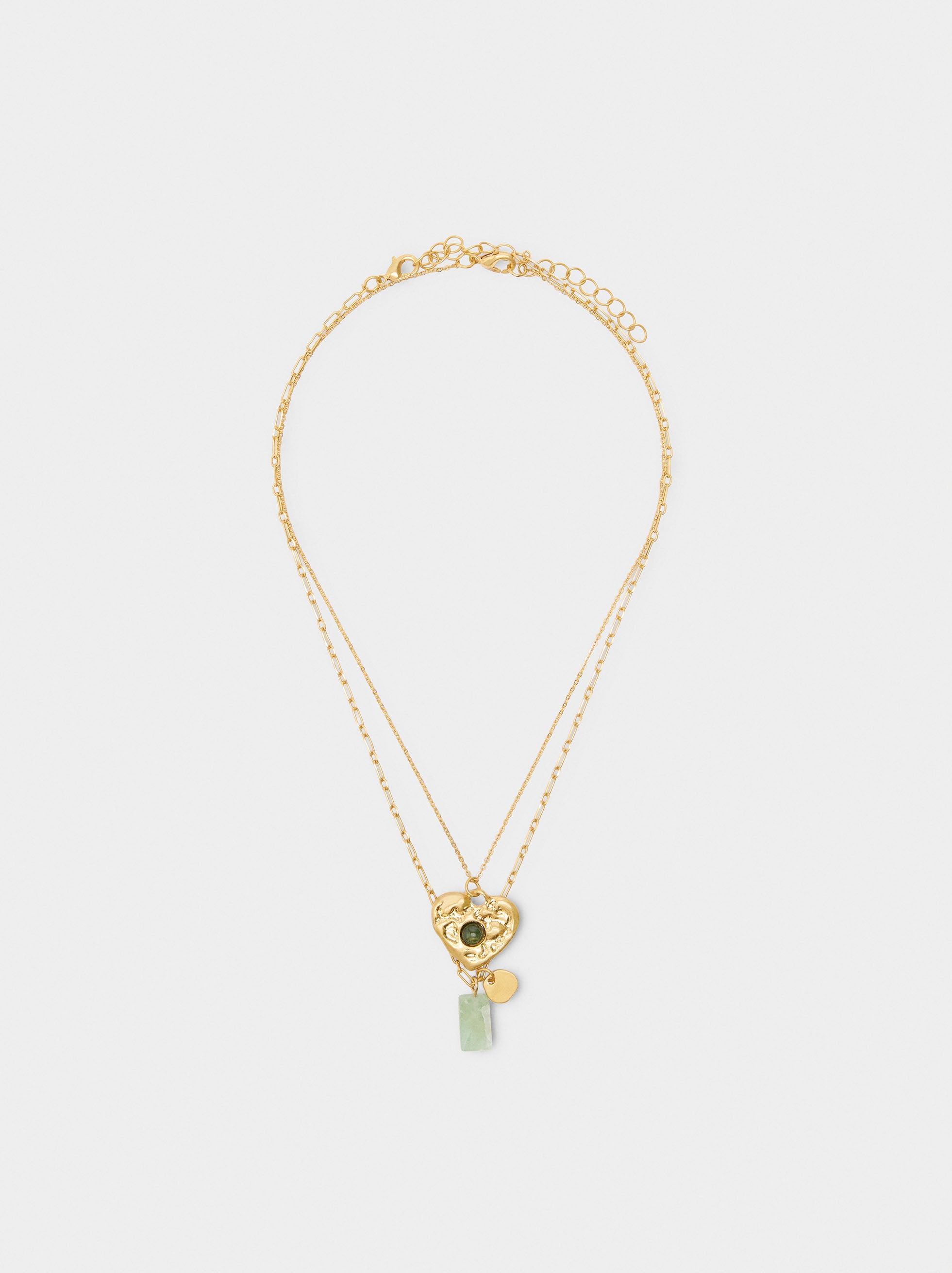 Set De Collares Con Colgante Corazón Y Piedra