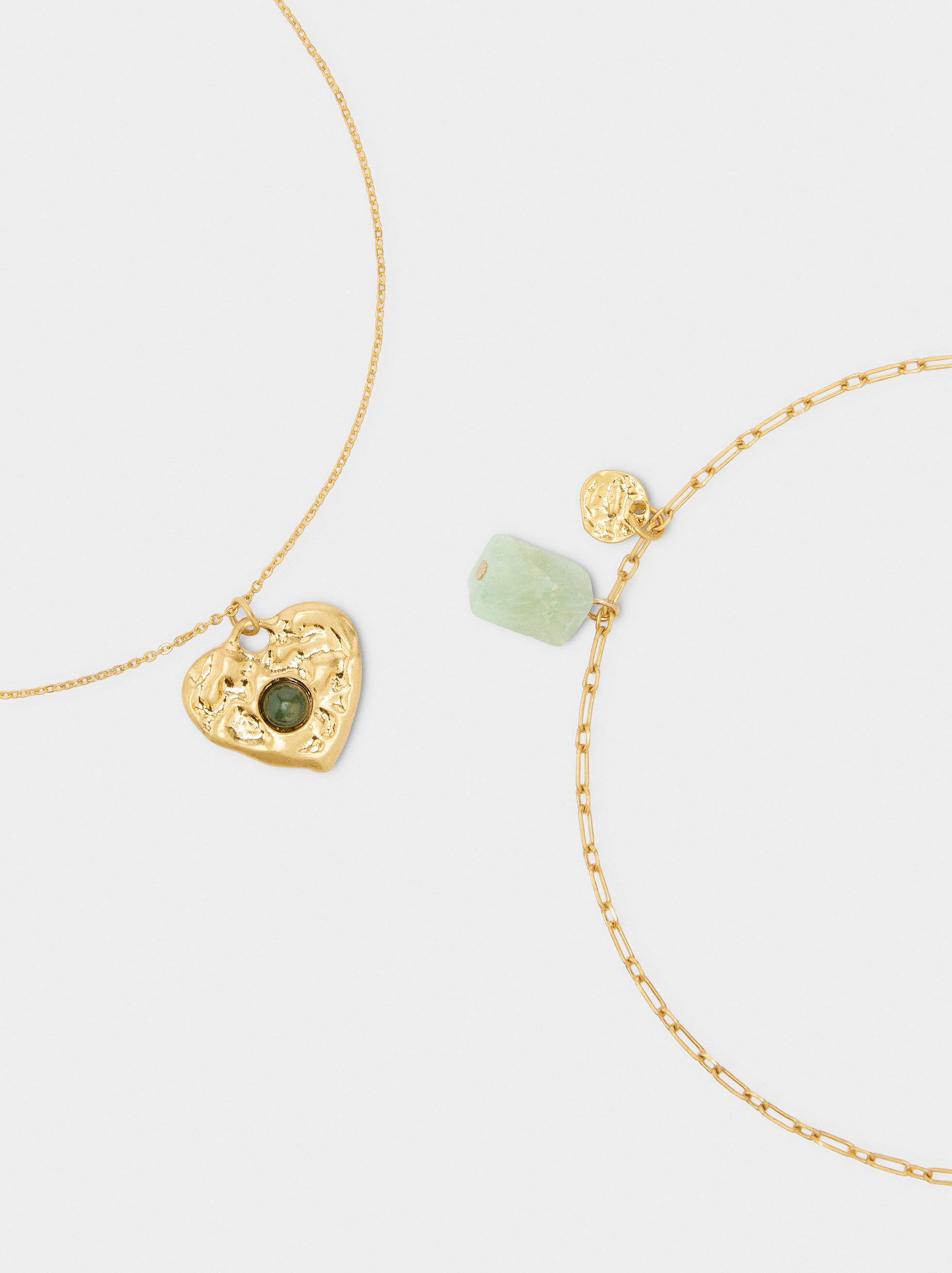 Set De Collares Con Colgante Corazón Y Piedra