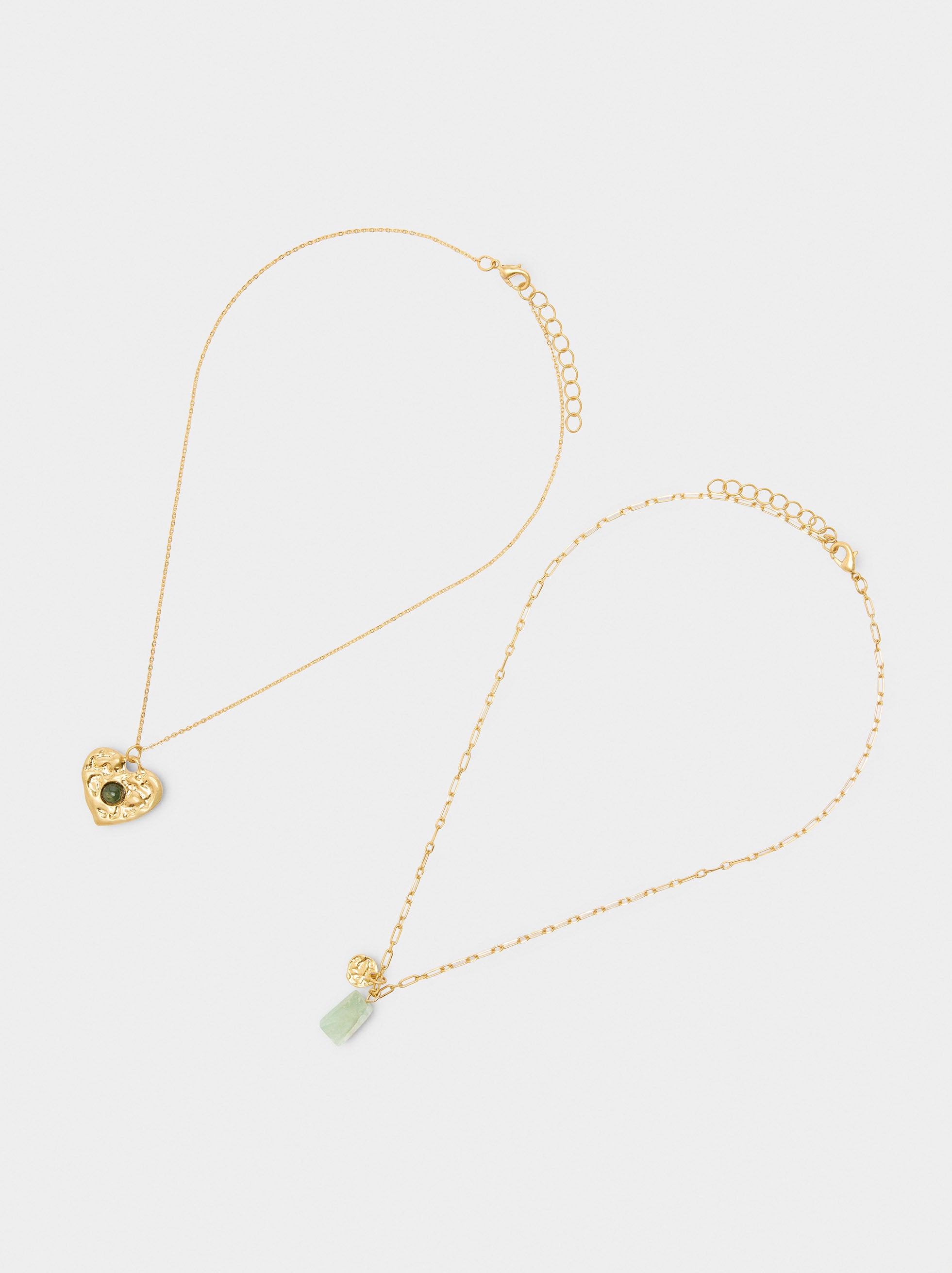 Set De Collares Con Colgante Corazón Y Piedra