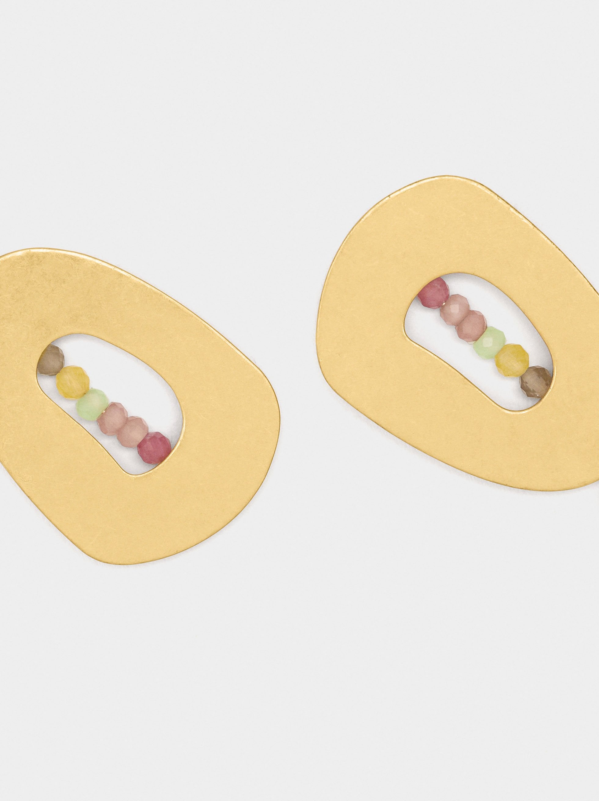Pendientes Ovalados Con Piedras