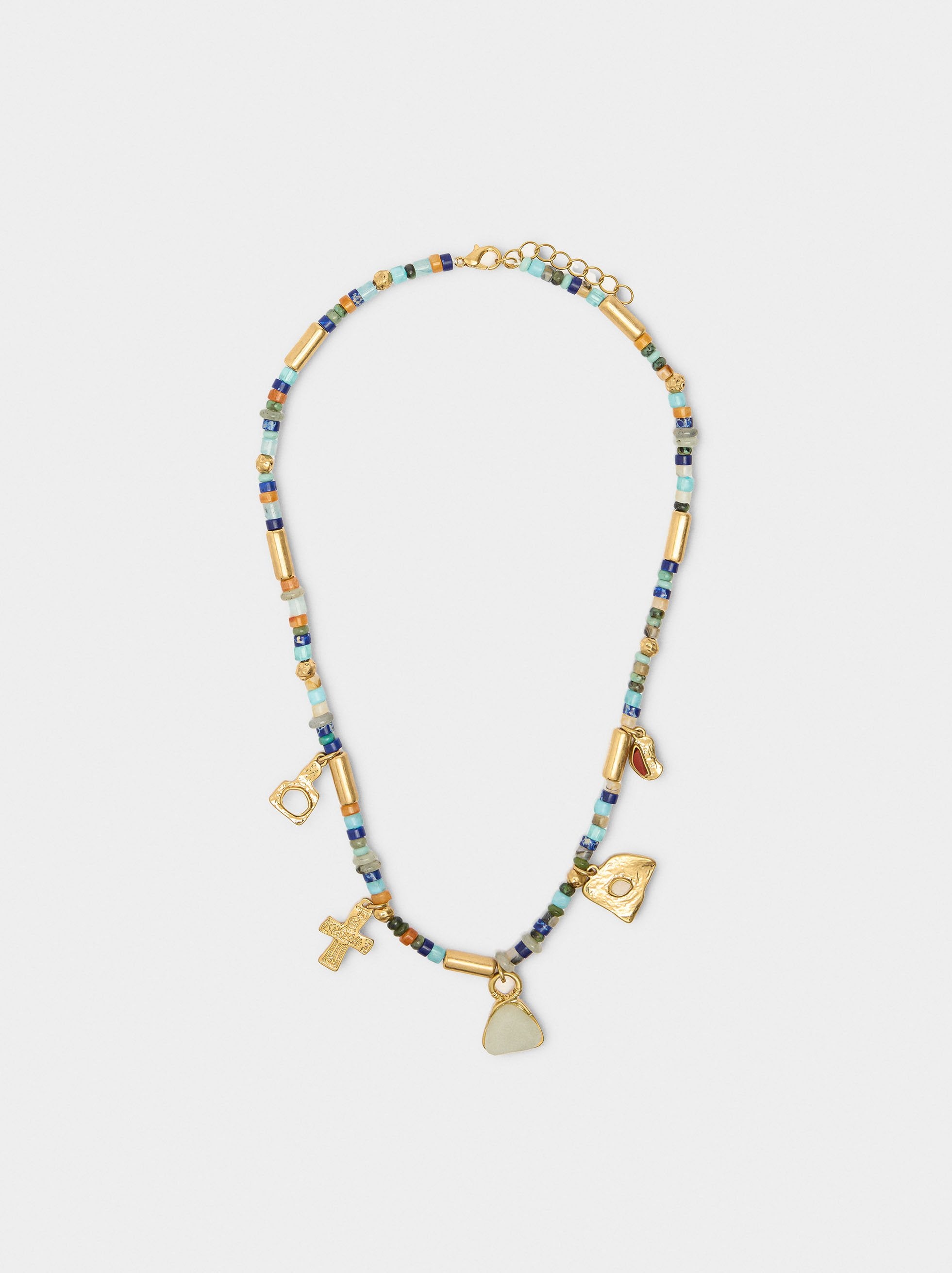 Collar Corto Con Piedras Multicolor