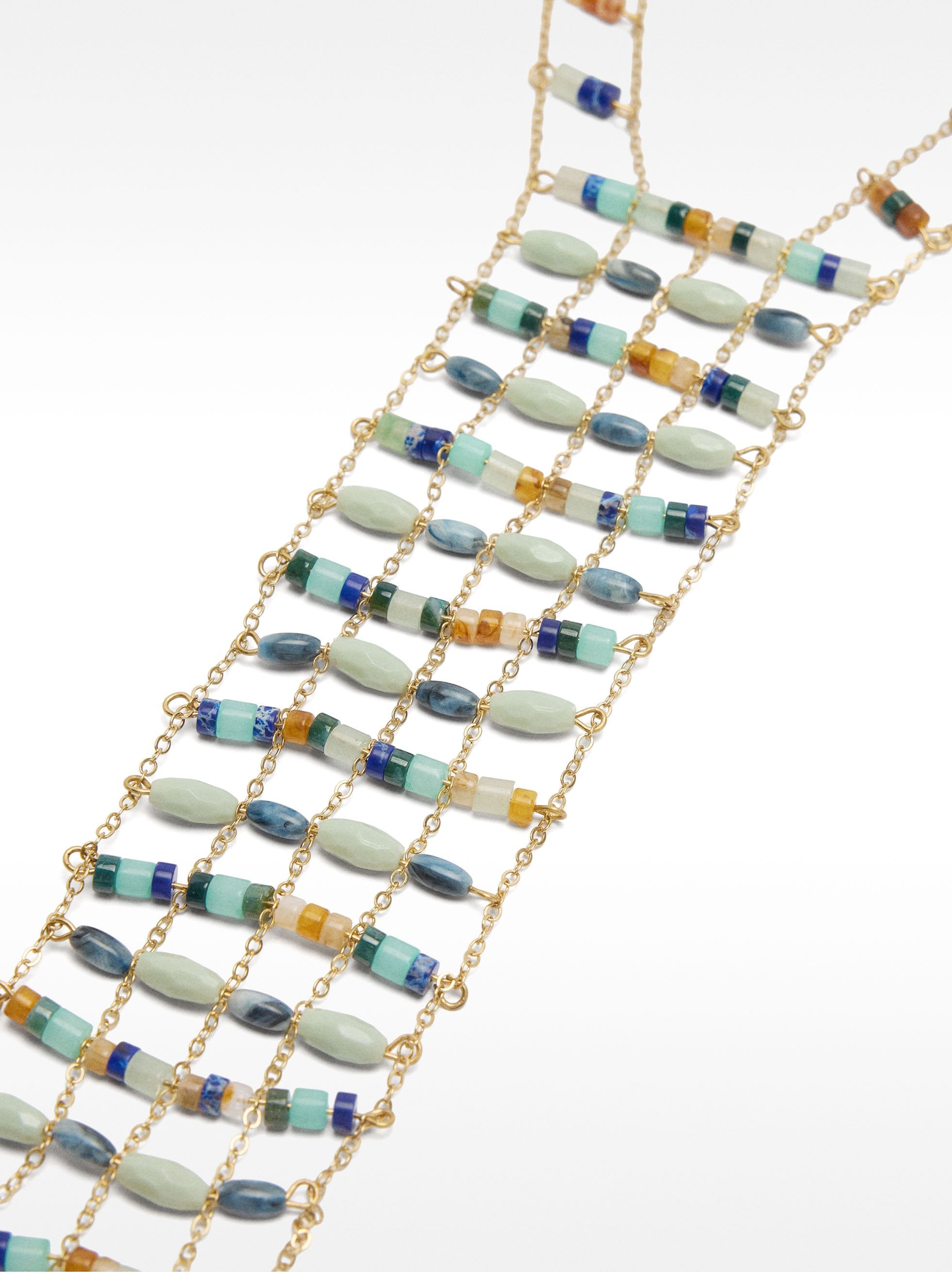 Collar Largo Colgante De Piedra