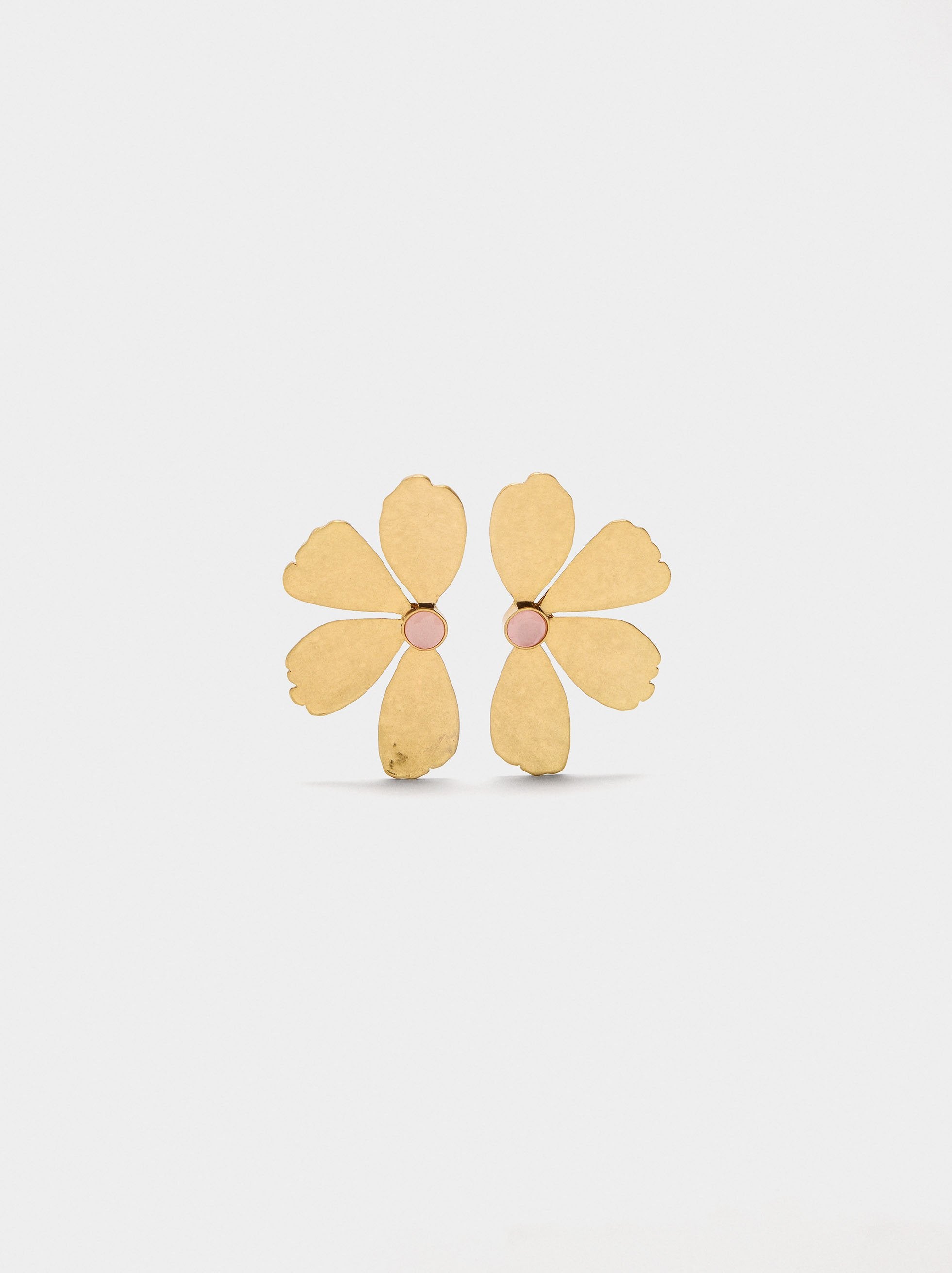 Pendientes Media Flor Con Piedra