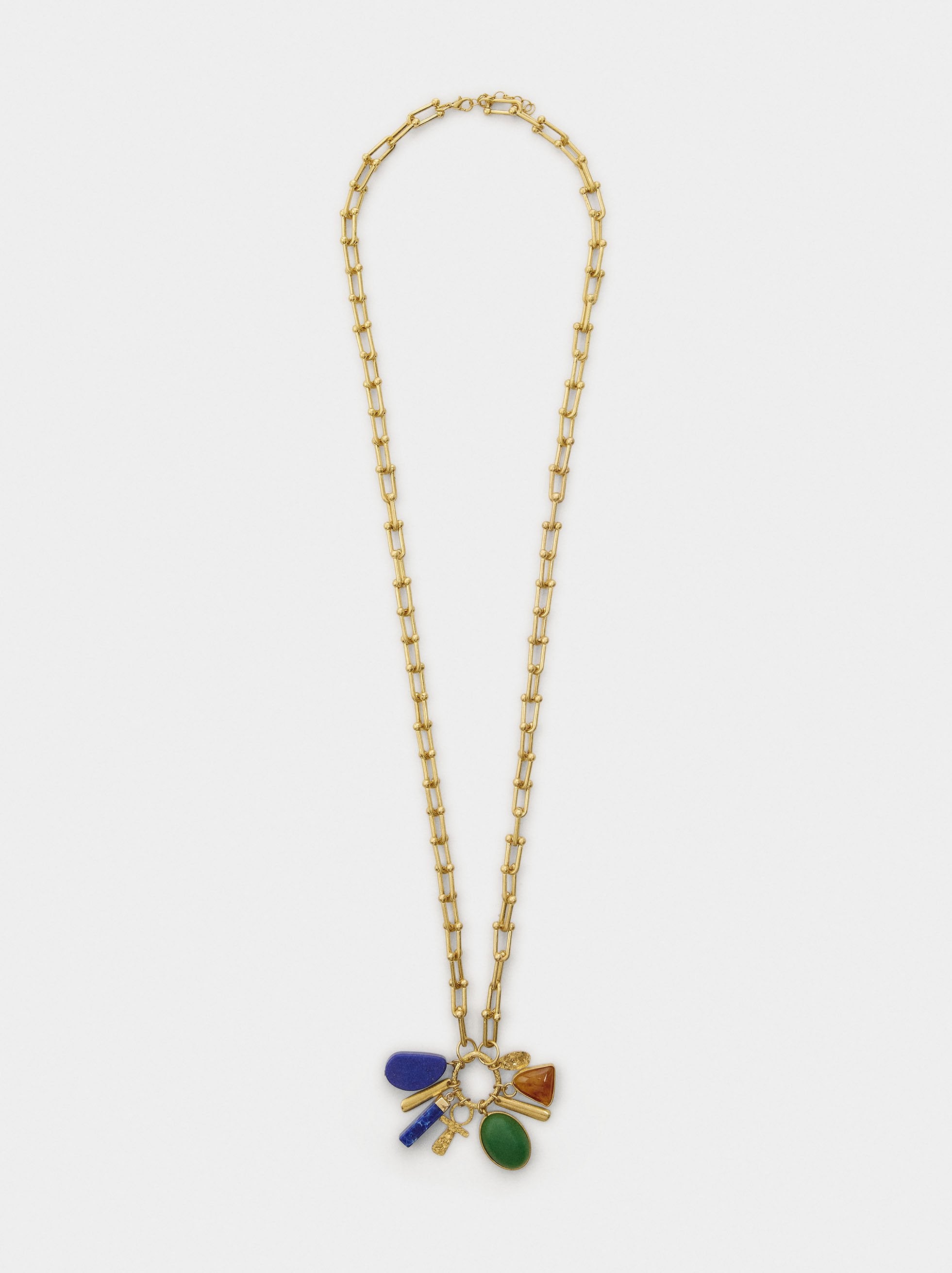 Collar De Eslabones Colgante De Piedras