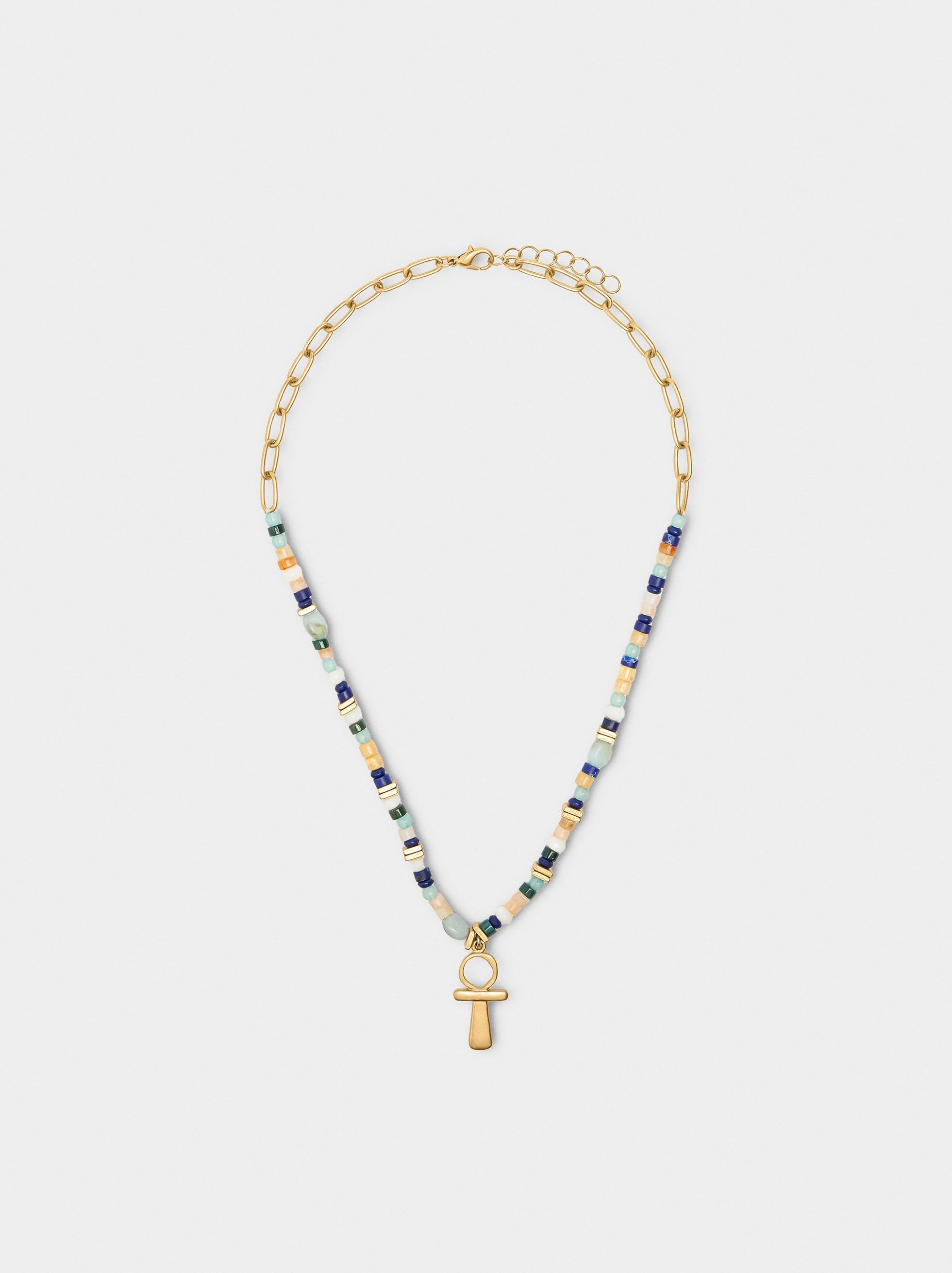 Collar Corto Con Piedras Multicolor