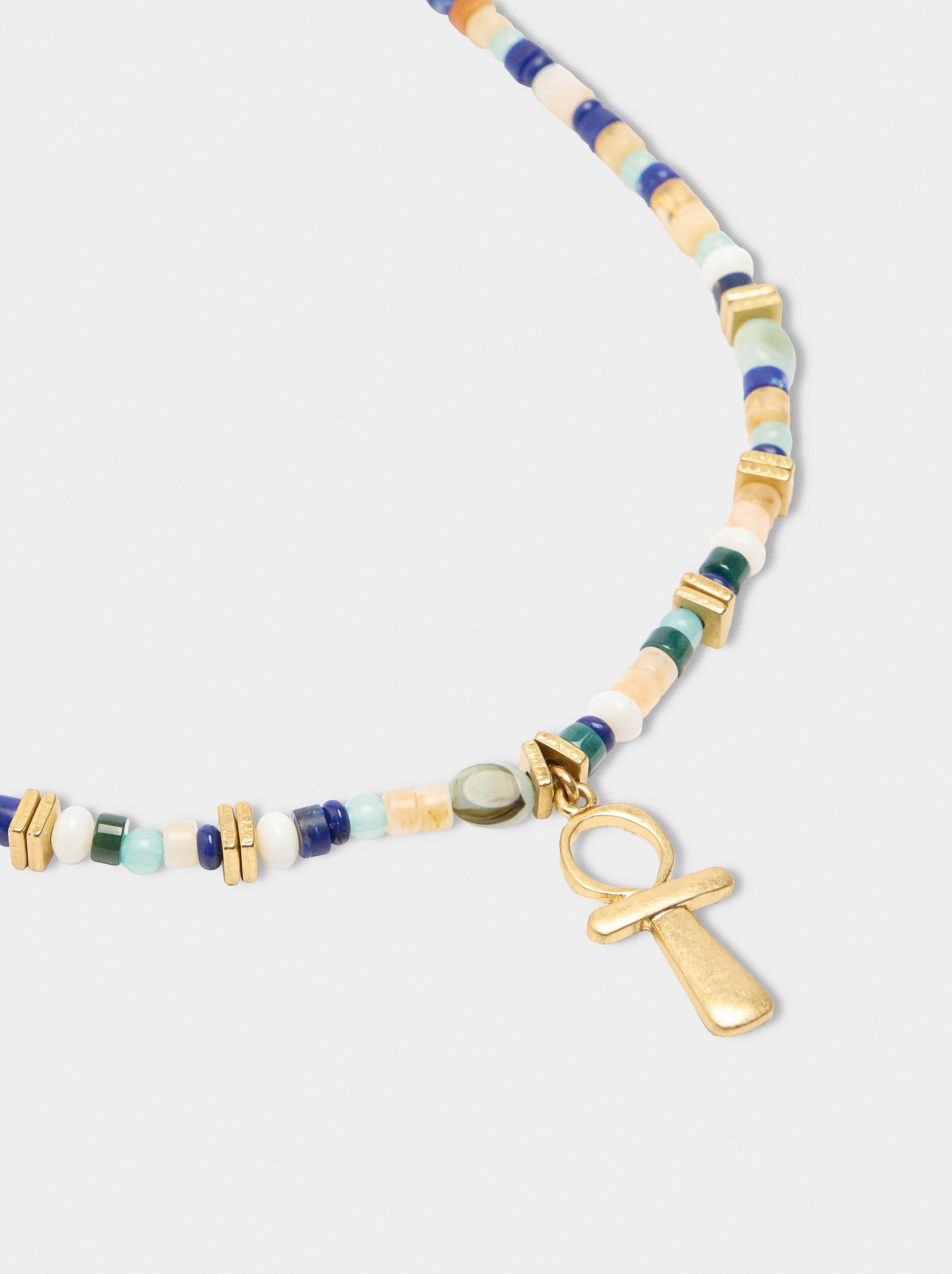 Collar Corto Con Piedras Multicolor
