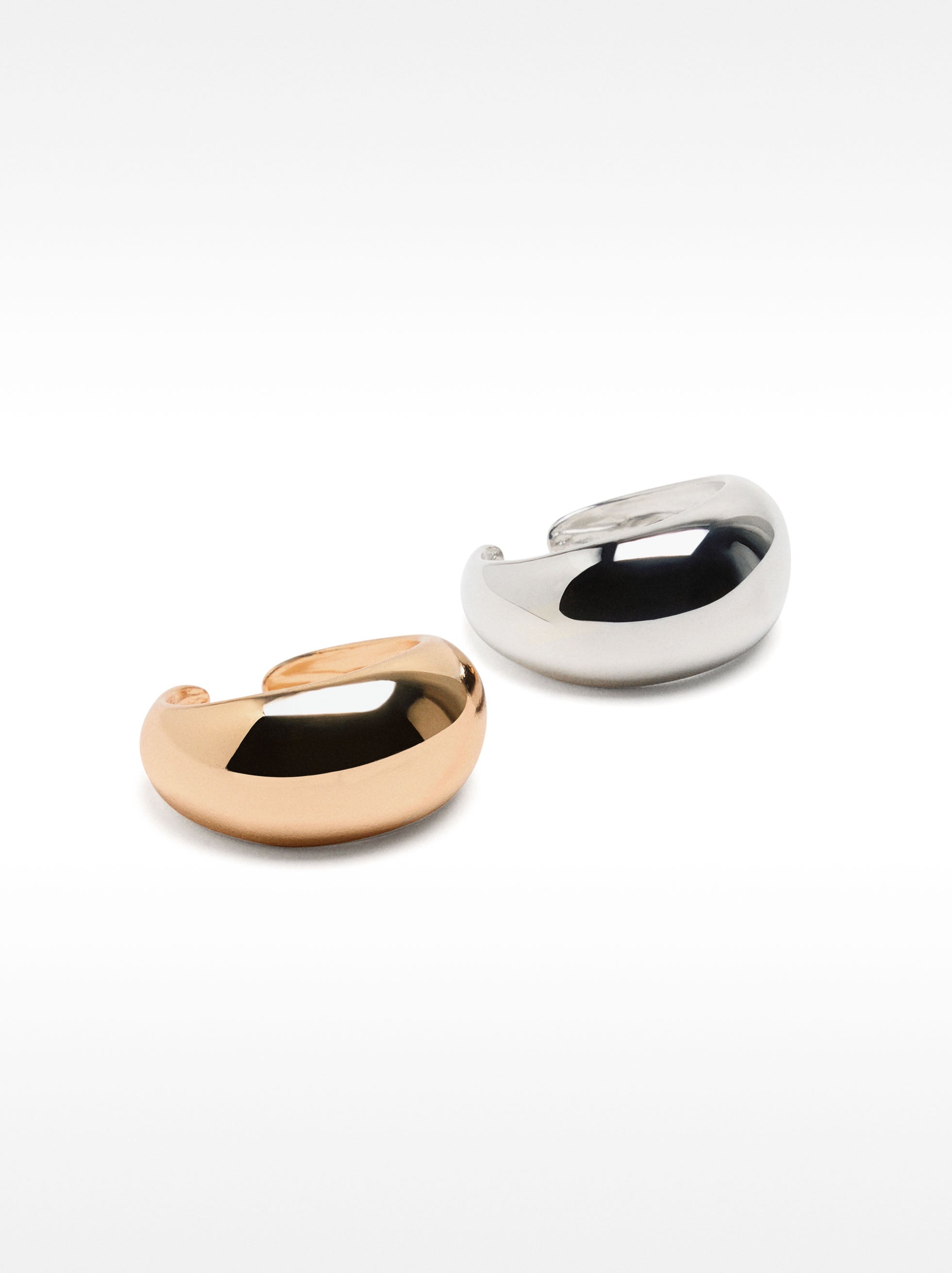 Set De Pendientes Y Anillos Bicolor