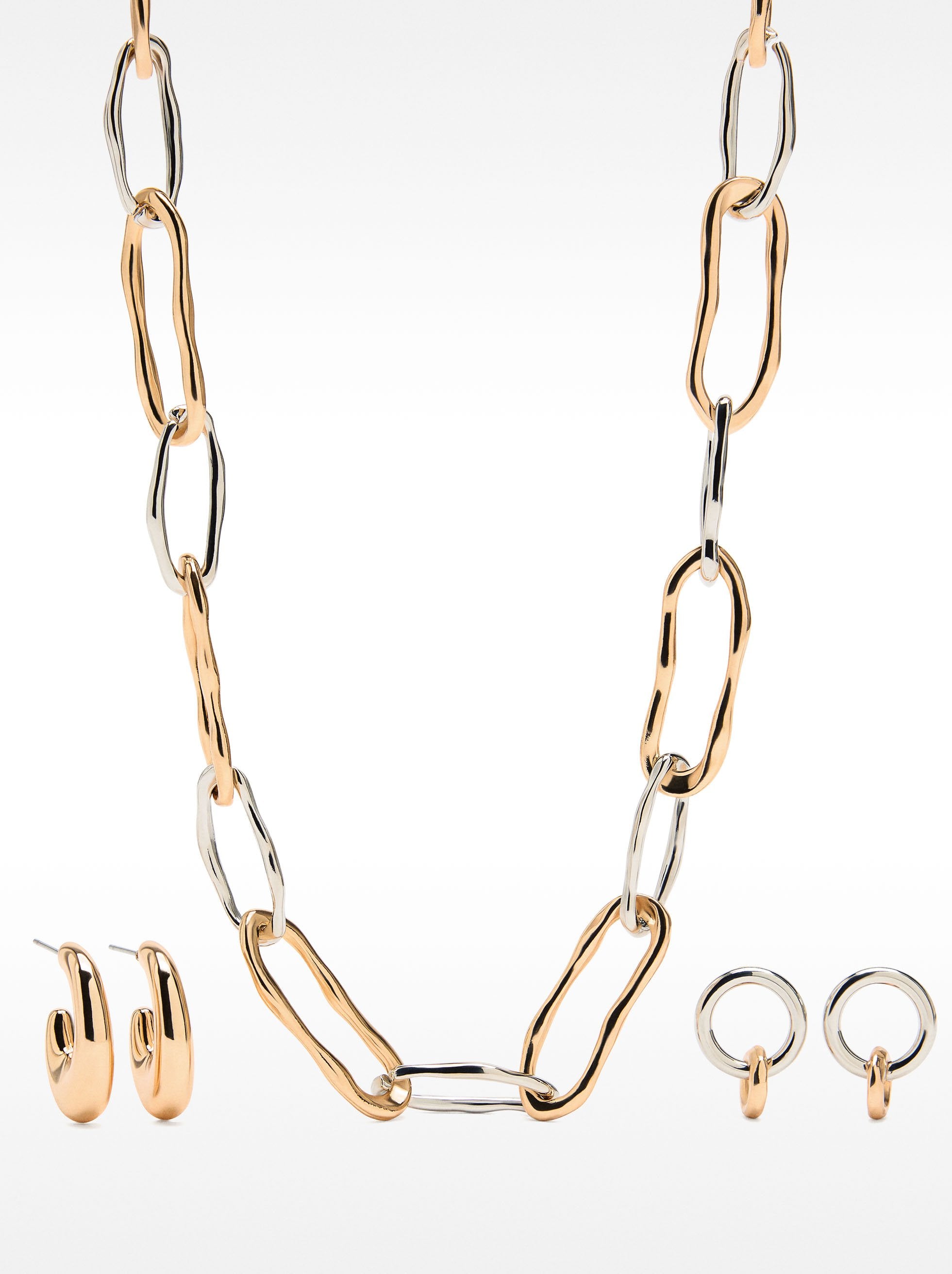 Set De Collar Y Pendientes Bicolor