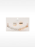 Set De Collar + Pendientes + Anillos Bicolor