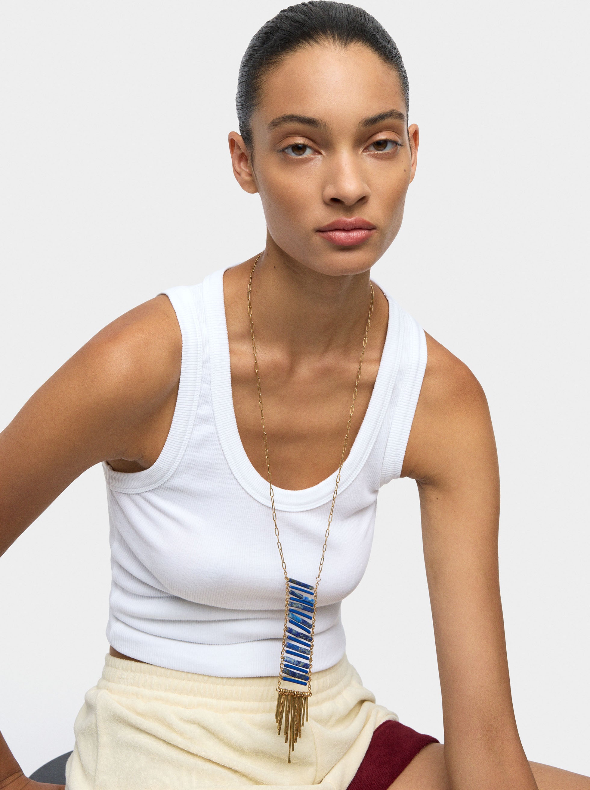 Collar Largo Colgante De Piedra