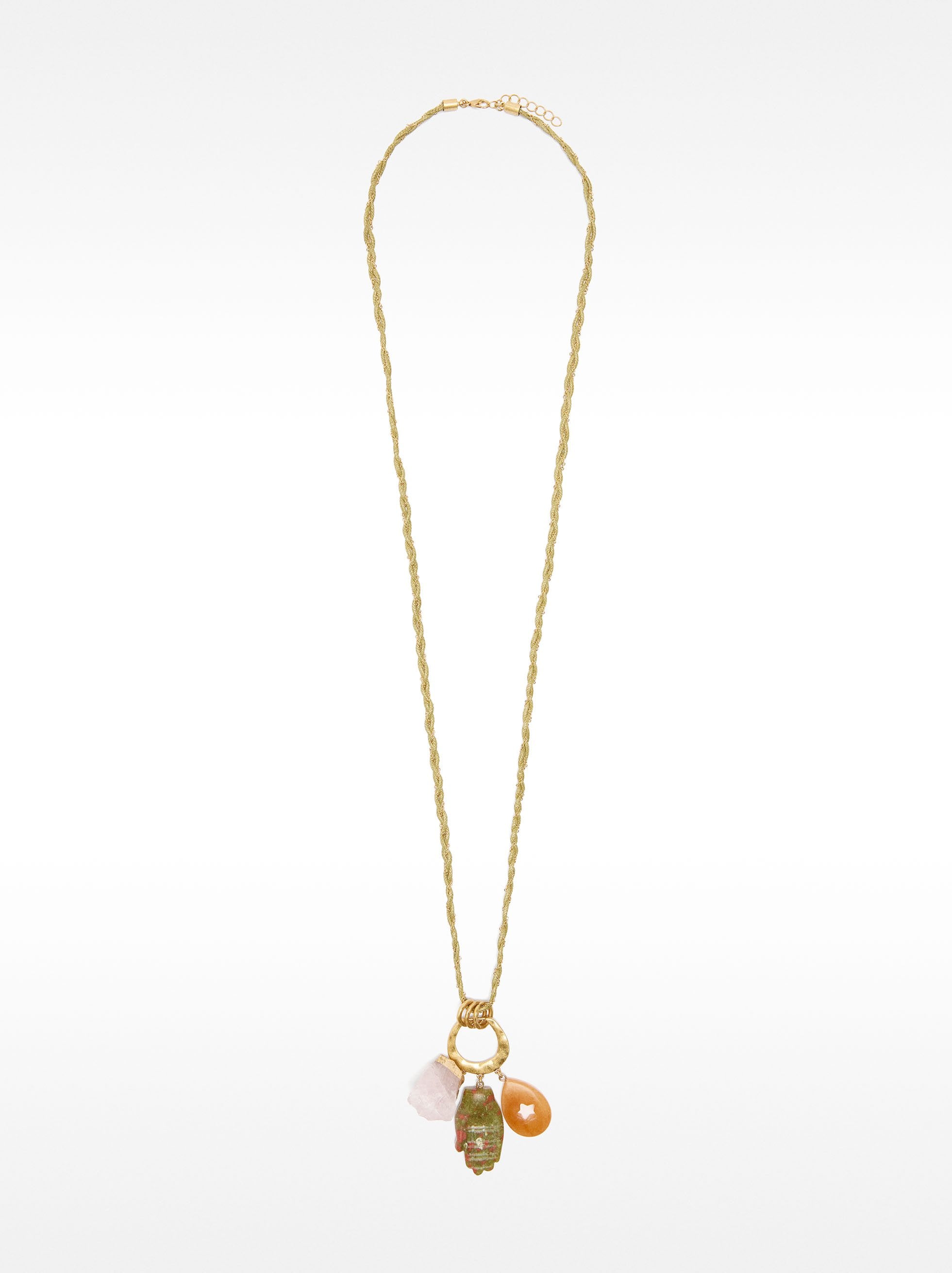 Collar Largo Con Colgantes De Piedra