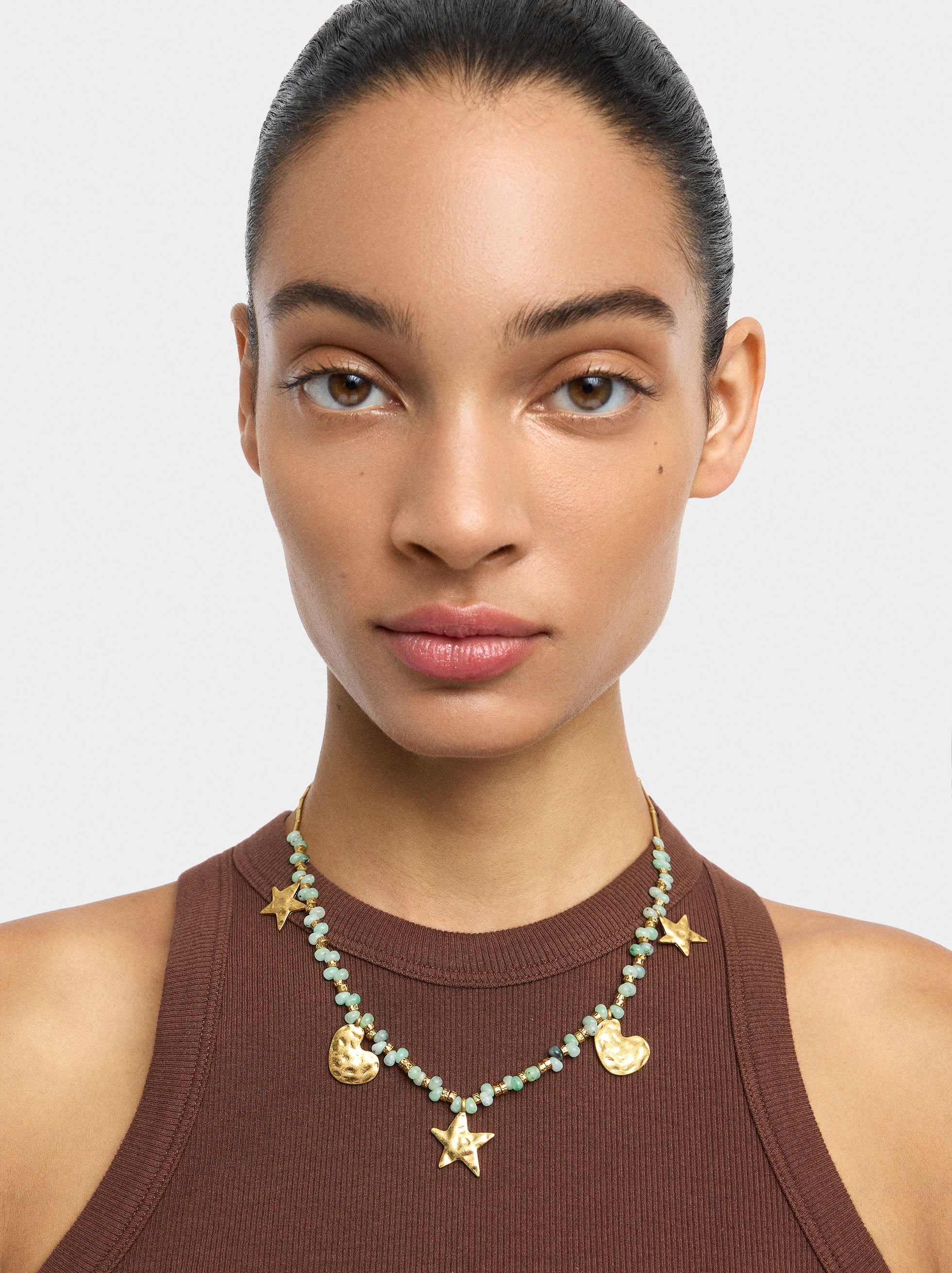 Collar Con Colgantes De Estrella Y Corazón