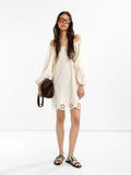 Vestido Corto Con Bordados 100% Algodón